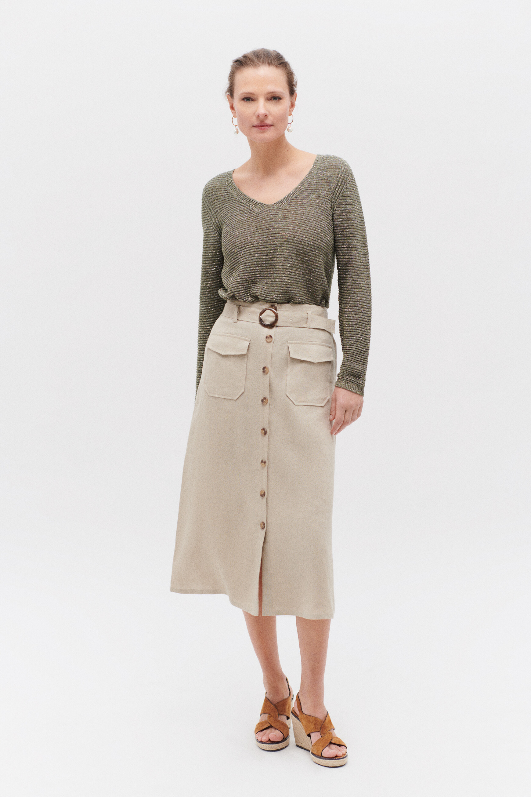 jupe agnes 100 lin taupe femme jupe agnes 100% lin taupe femme