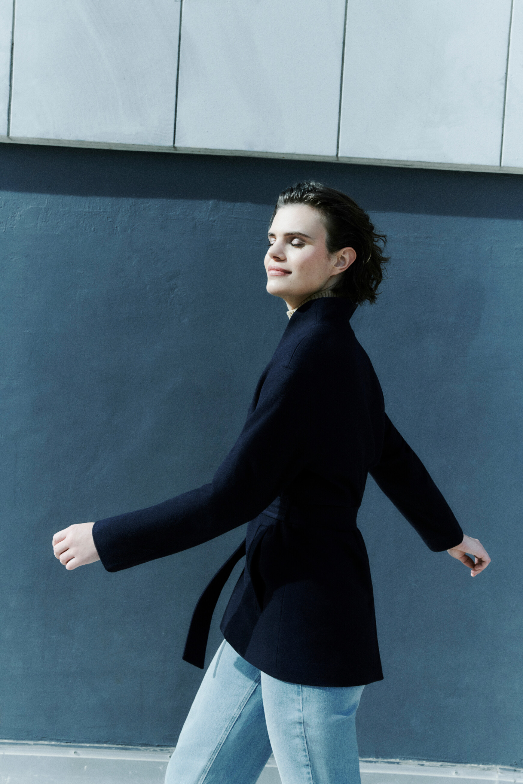 Manteau femme bleu marine zara online