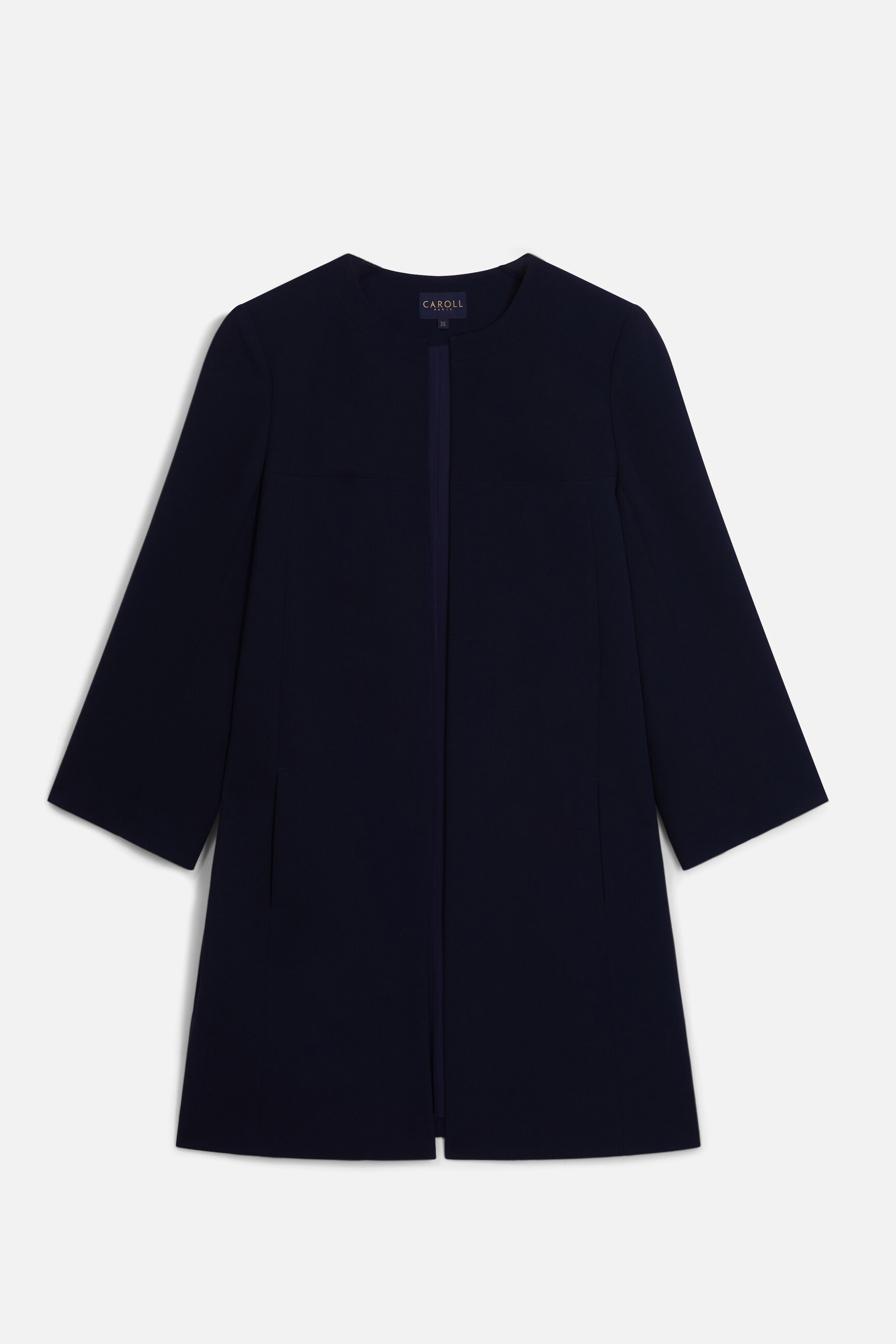 veste longueur midi et coupe structuree bleu marine femme Veste longueur midi et coupe structurée. bleu marine femme