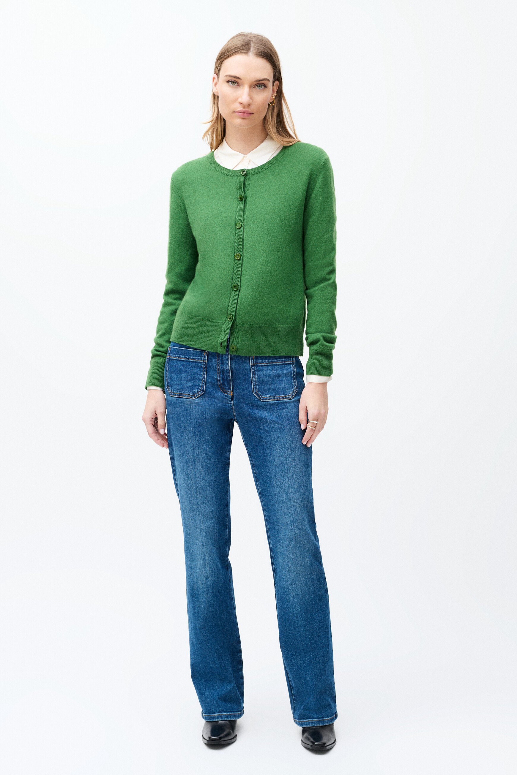 colete mcaroline 100% caxemira verde mulher