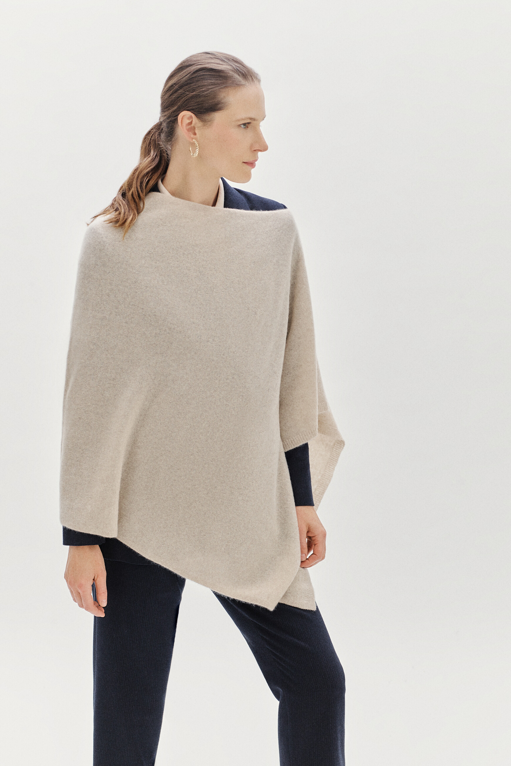 100 cashmere baltimore poncho beige woman