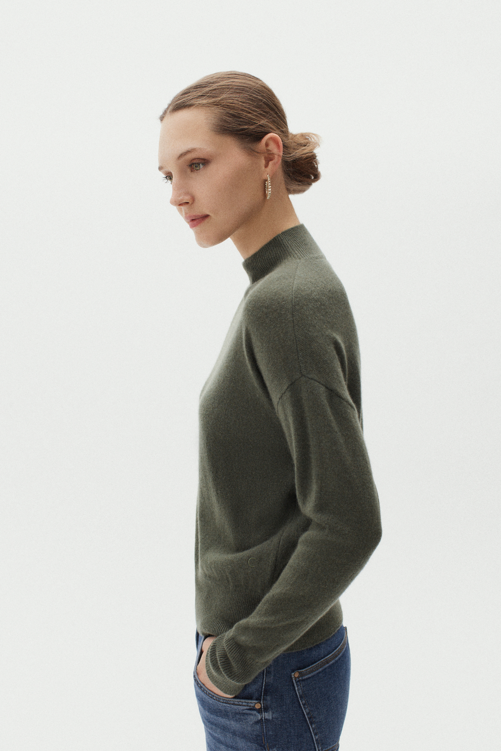 pull bibus 100 cachemire vert kaki femme pull bibus 100% cachemire vert kaki femme