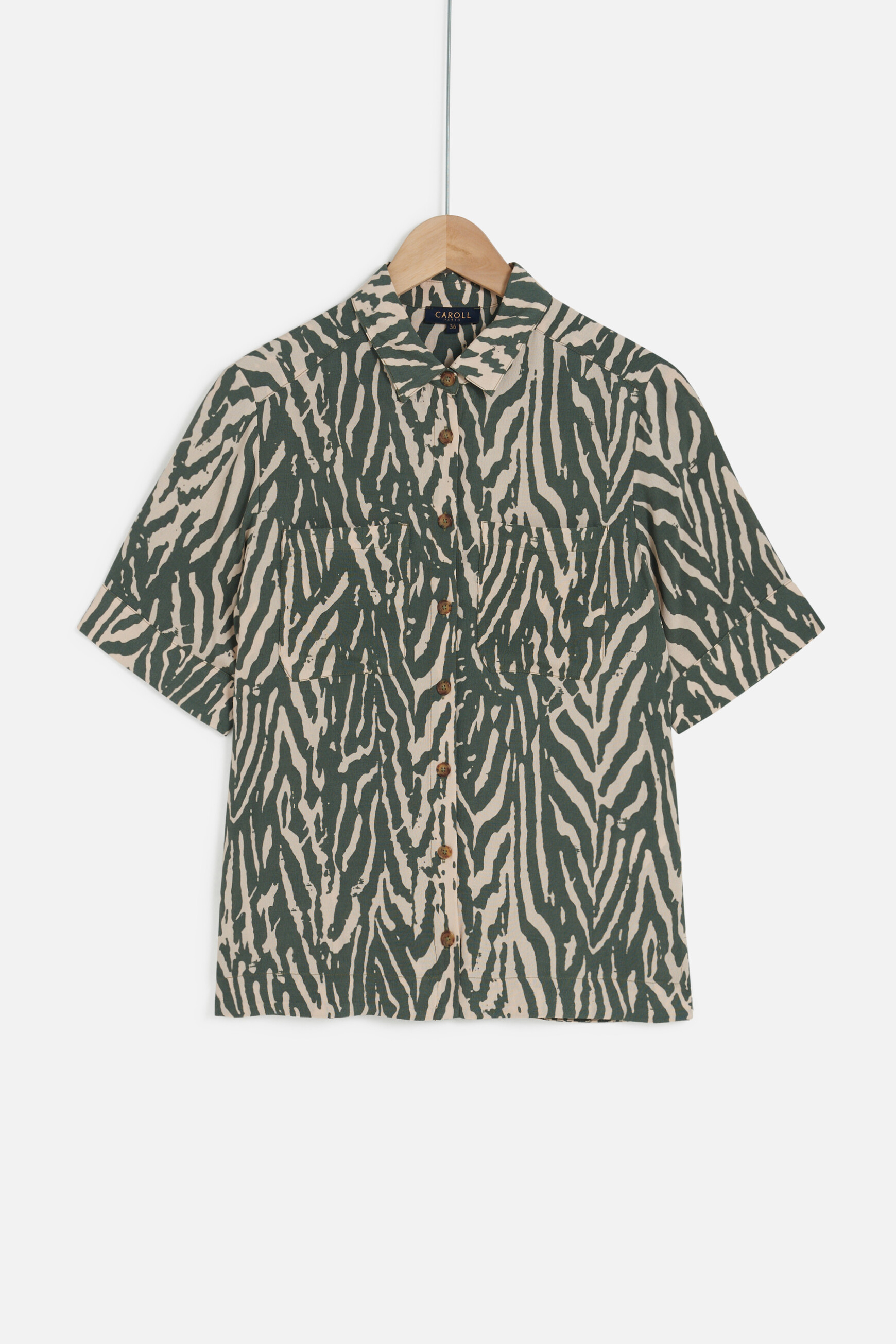 camisa zuma de cebra verde caqui mujer Camisa Zuma de cebra verde caqui mujer