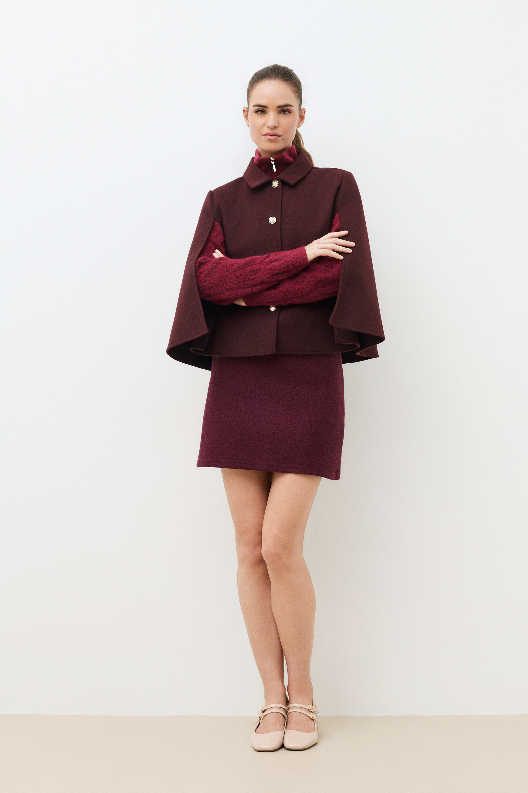 Hacap poncho burgundy woman