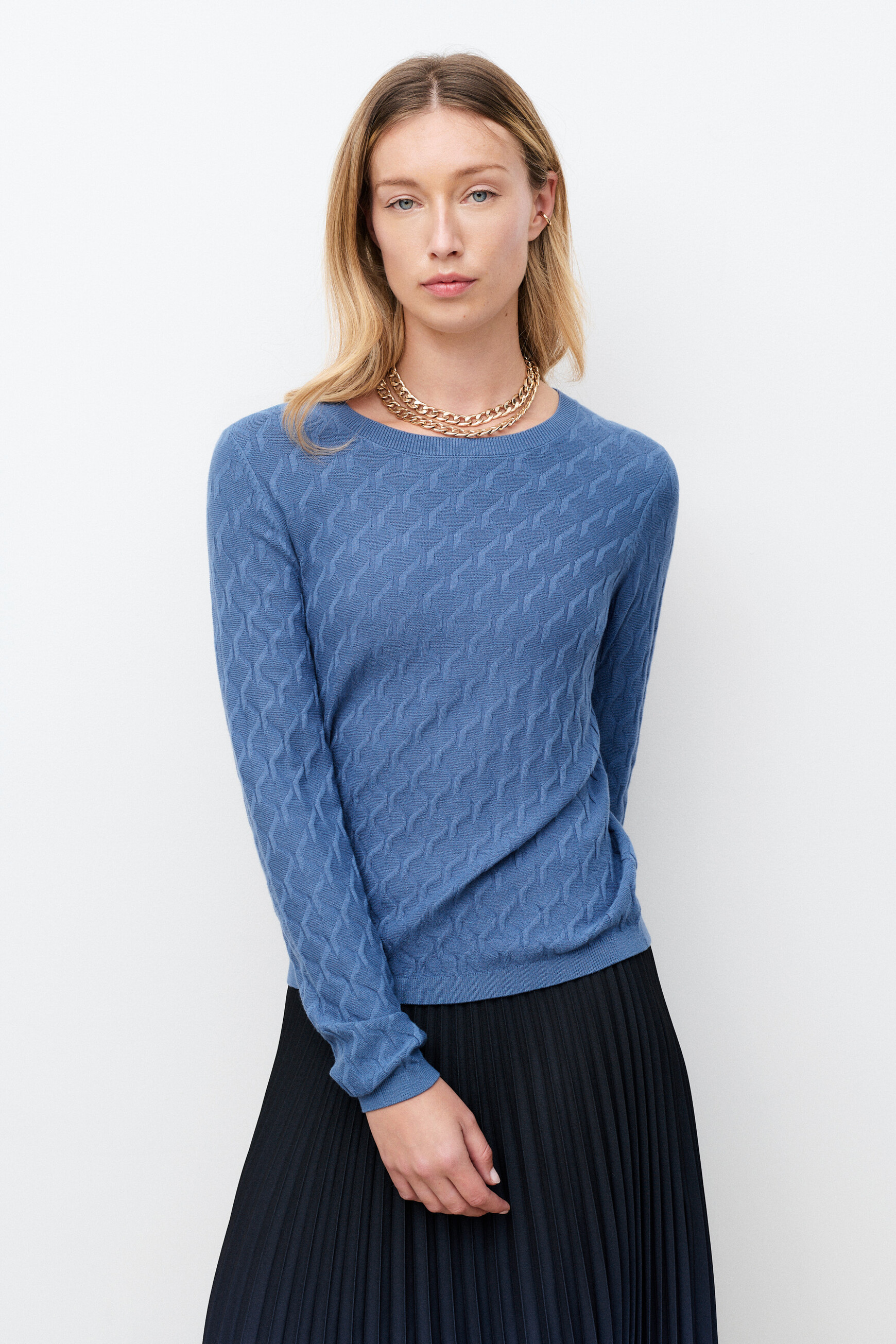 Pull manina bleu gris femme