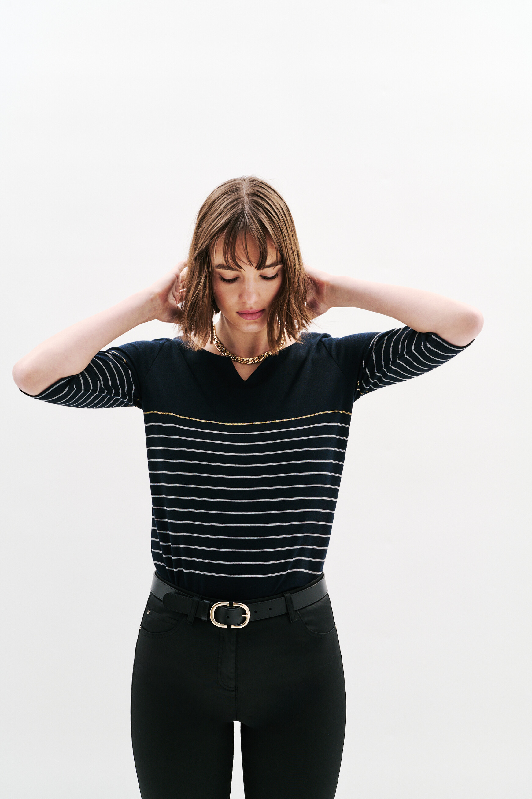T-shirt tolympia bleu marine femme