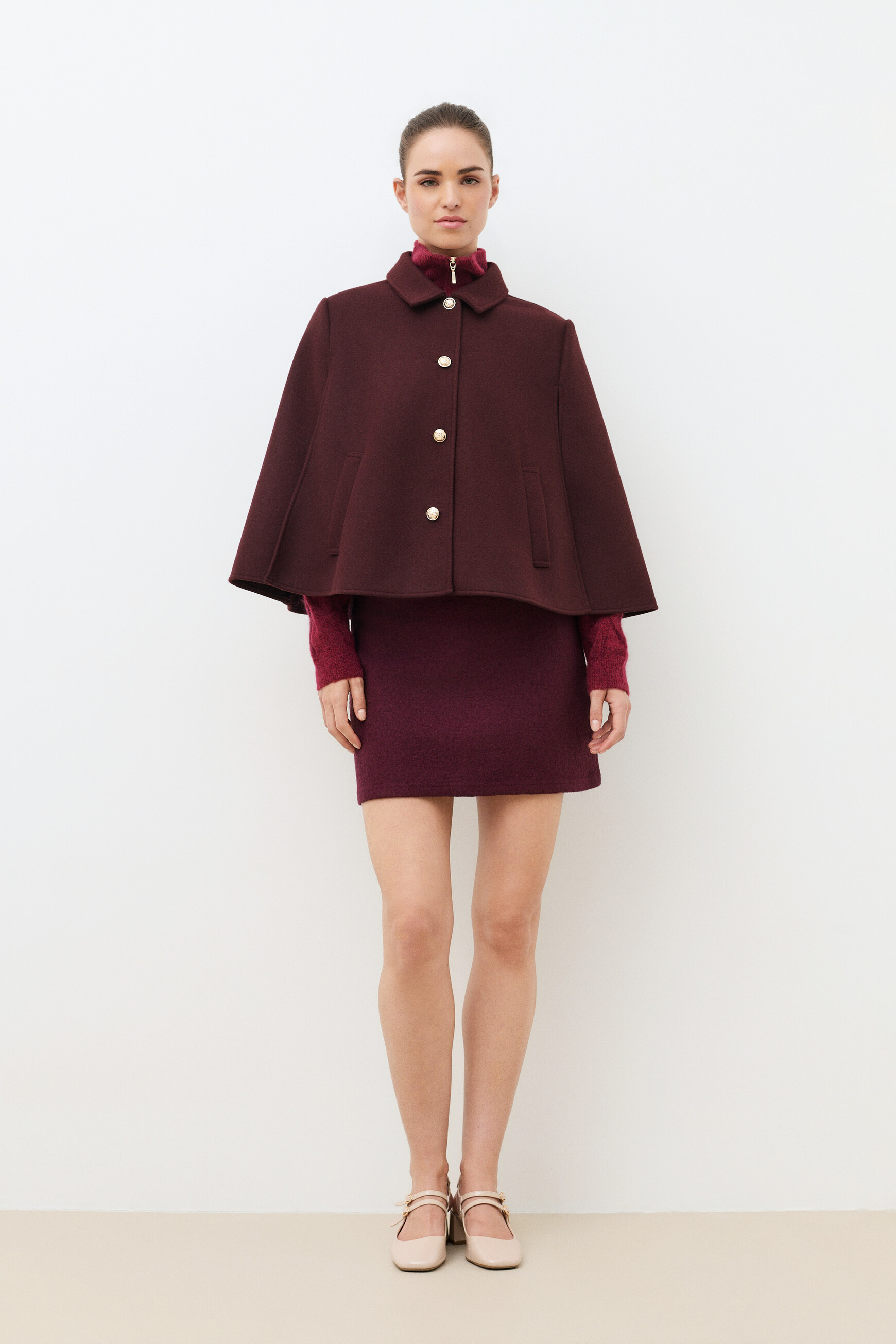 Hacap poncho burgundy woman