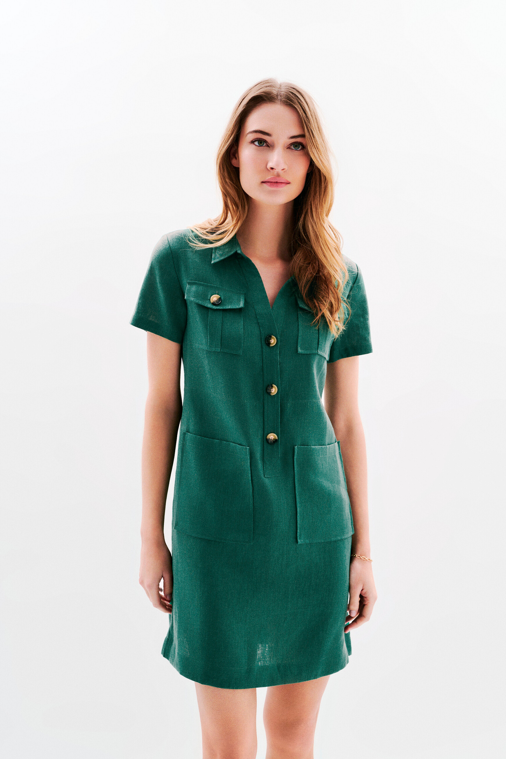 robe laure 100 lin vert fonce femme robe laure 100% lin vert foncé femme