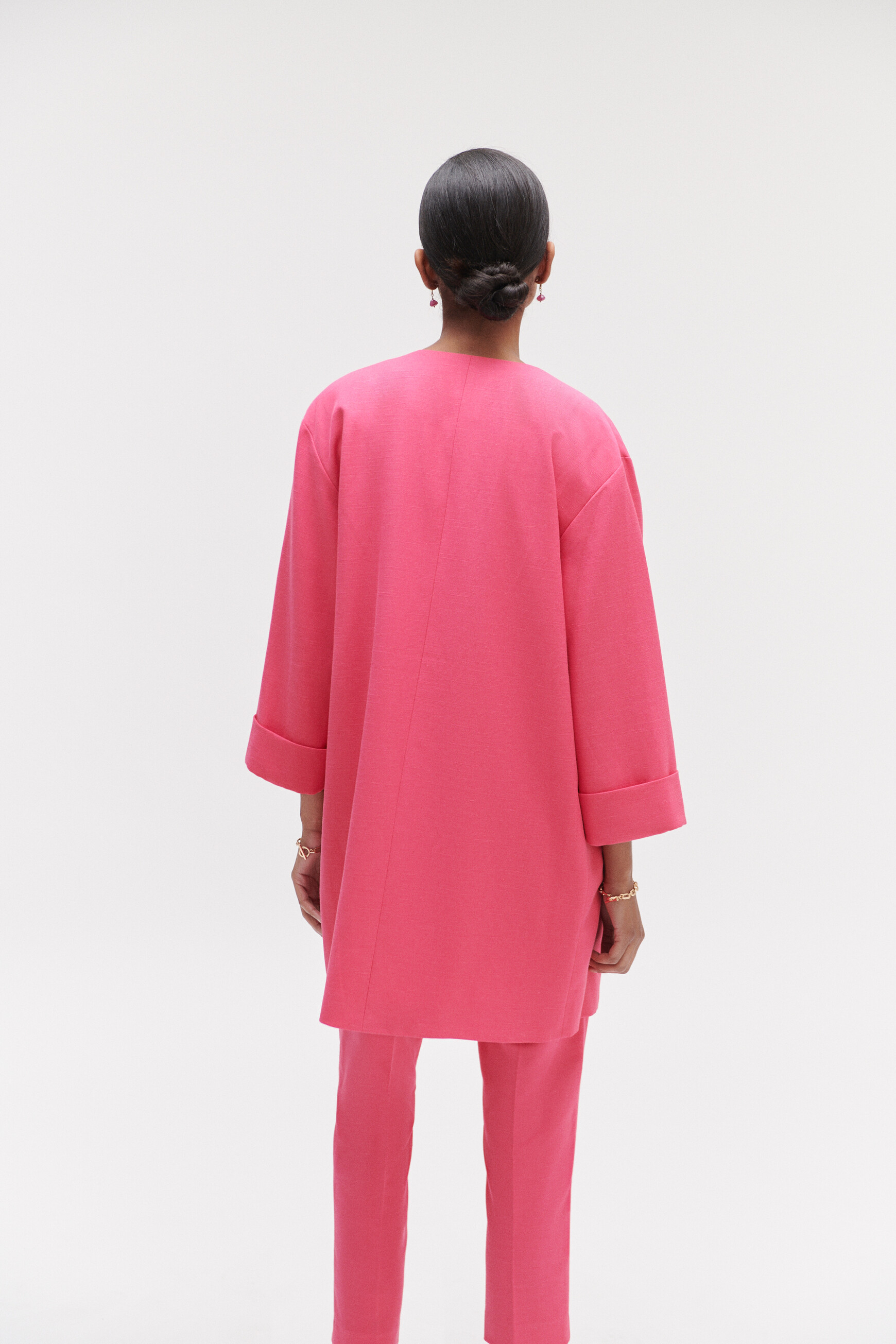 manteau long fushia femme