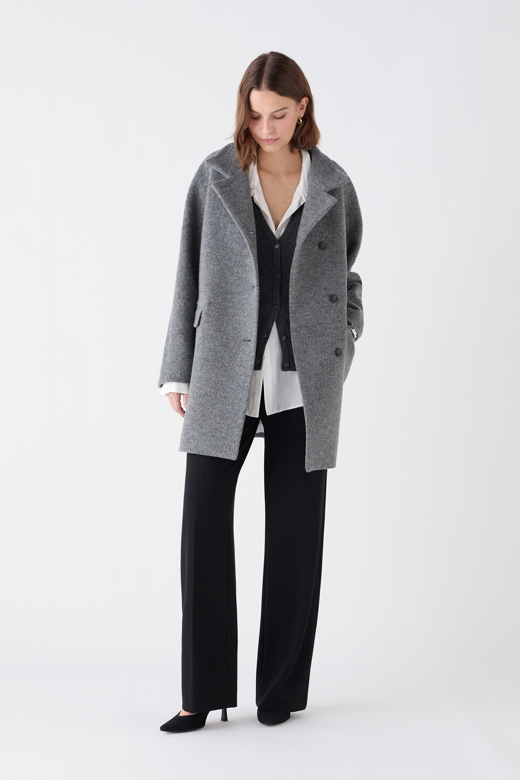 manteau gerome 100 laine gris clair femme Manteau Gerome 100% laine gris clair femme