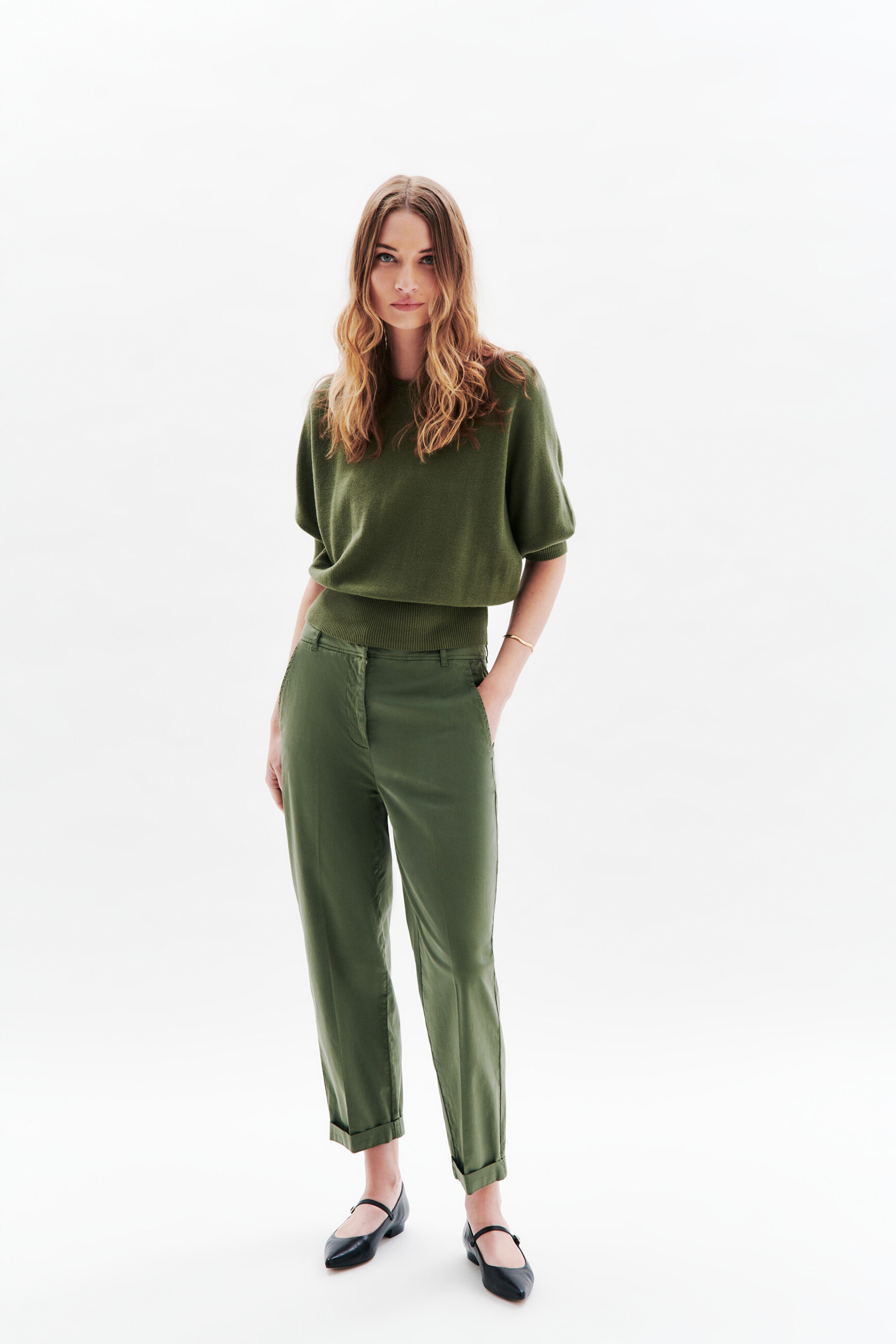 Joan oversized sweater khaki green woman