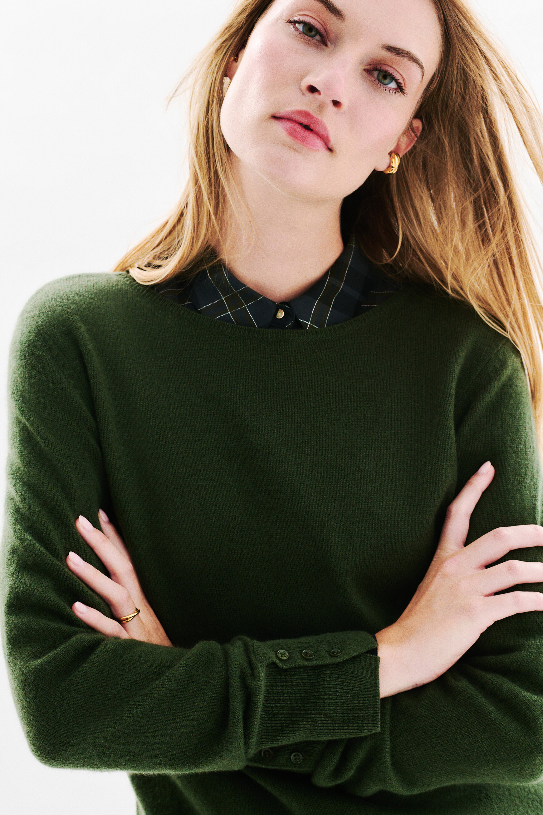 Mzoan 100% cashmere sweater khaki green woman