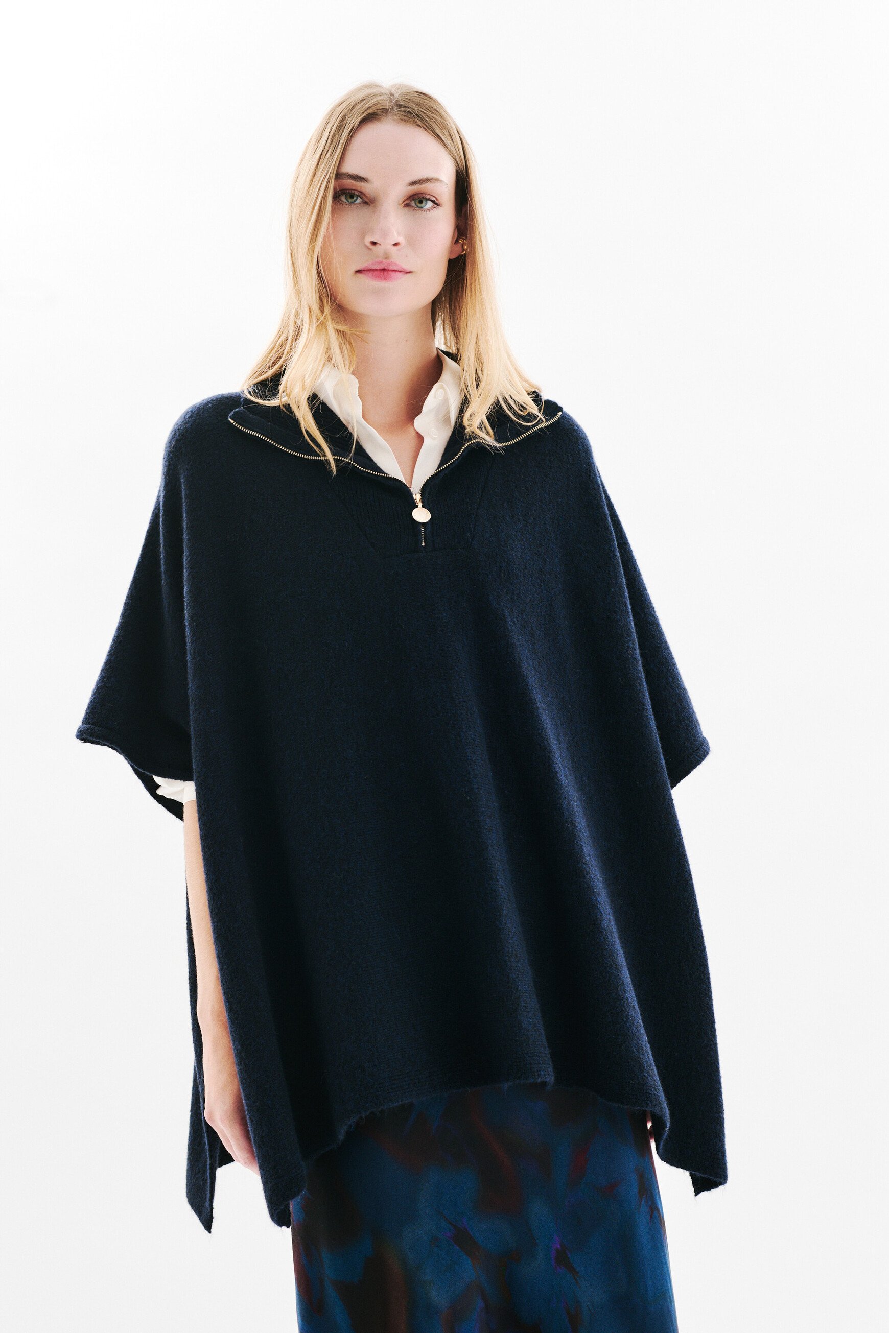 Poncho Herios marineblau damen