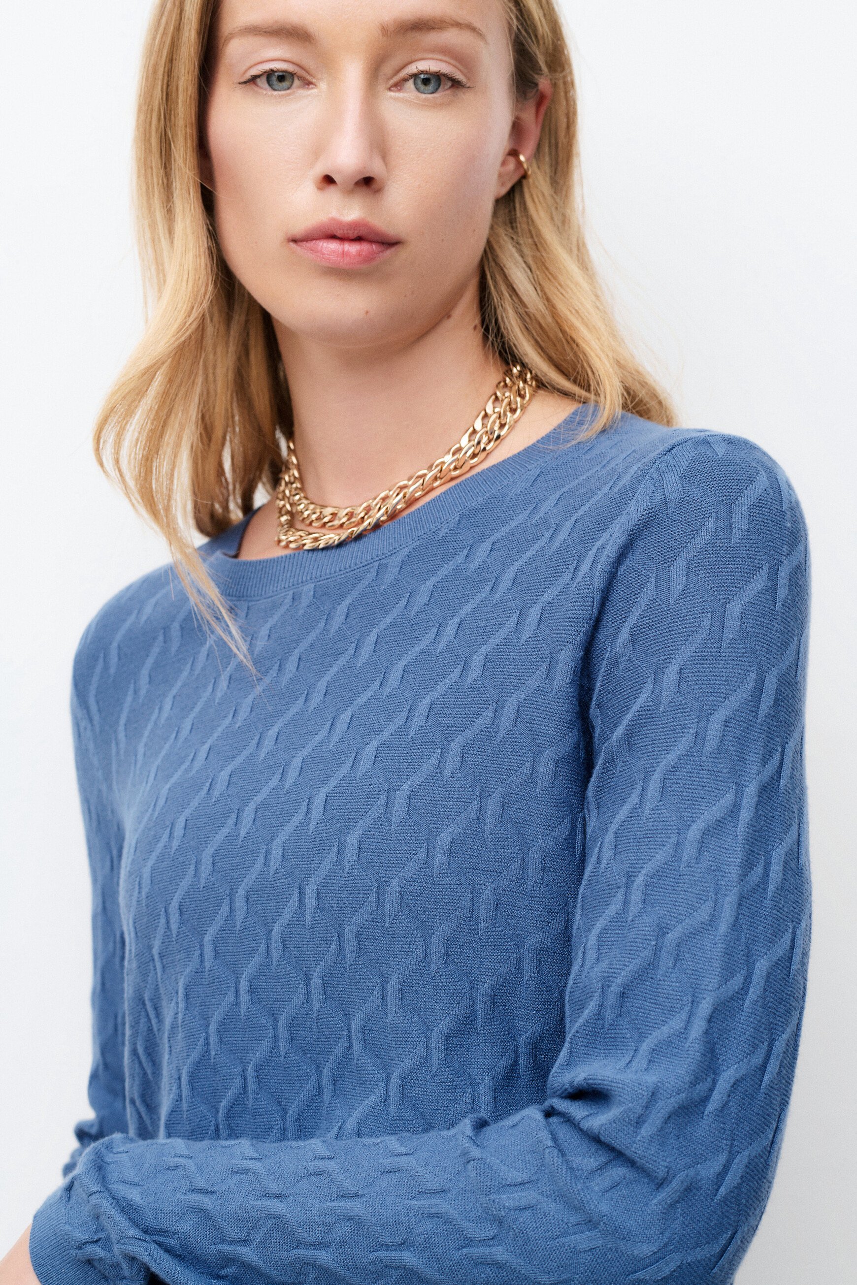 Pull manina bleu gris femme