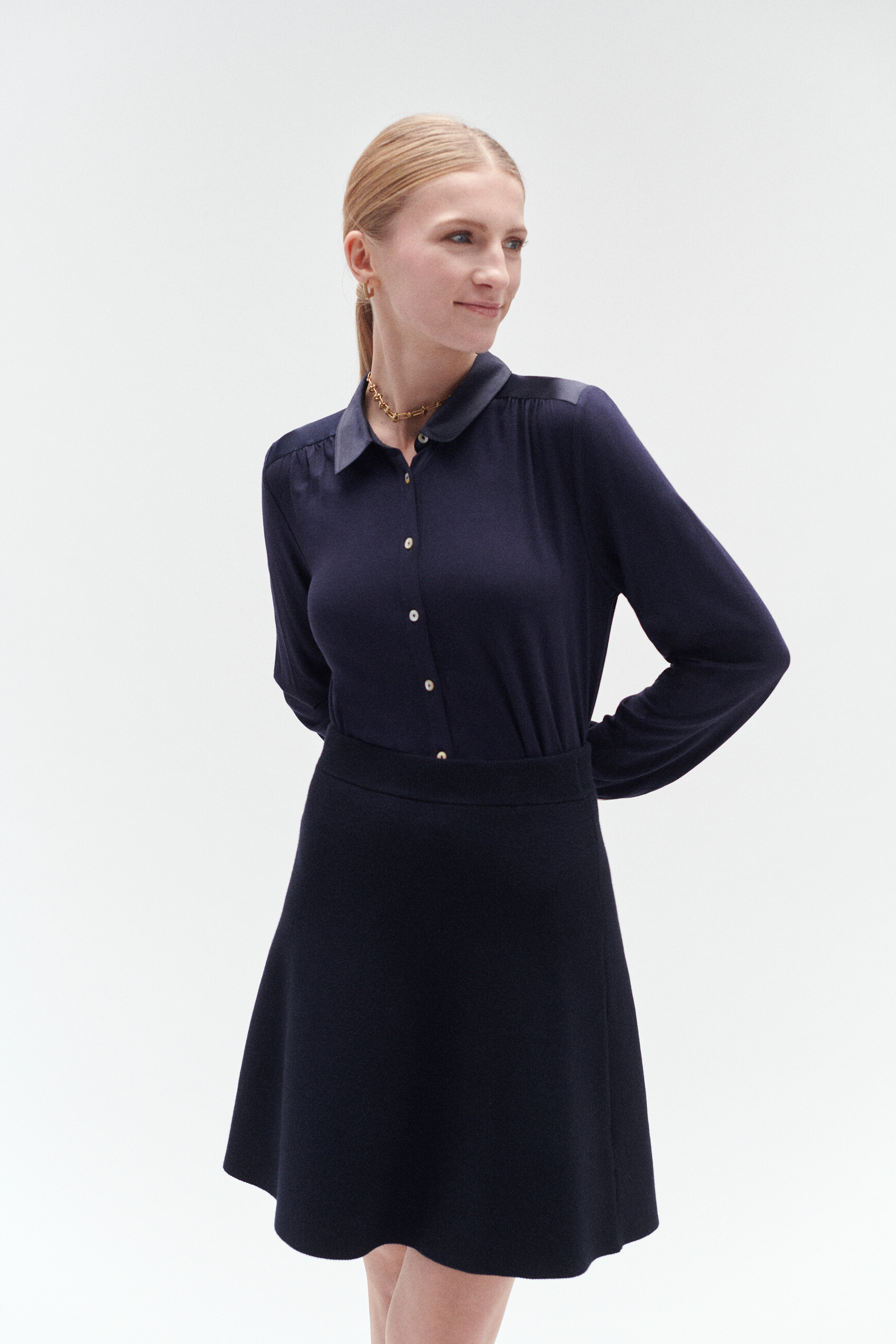 jupe milena en maille bleu marine femme Jupe milena en maille bleu marine femme
