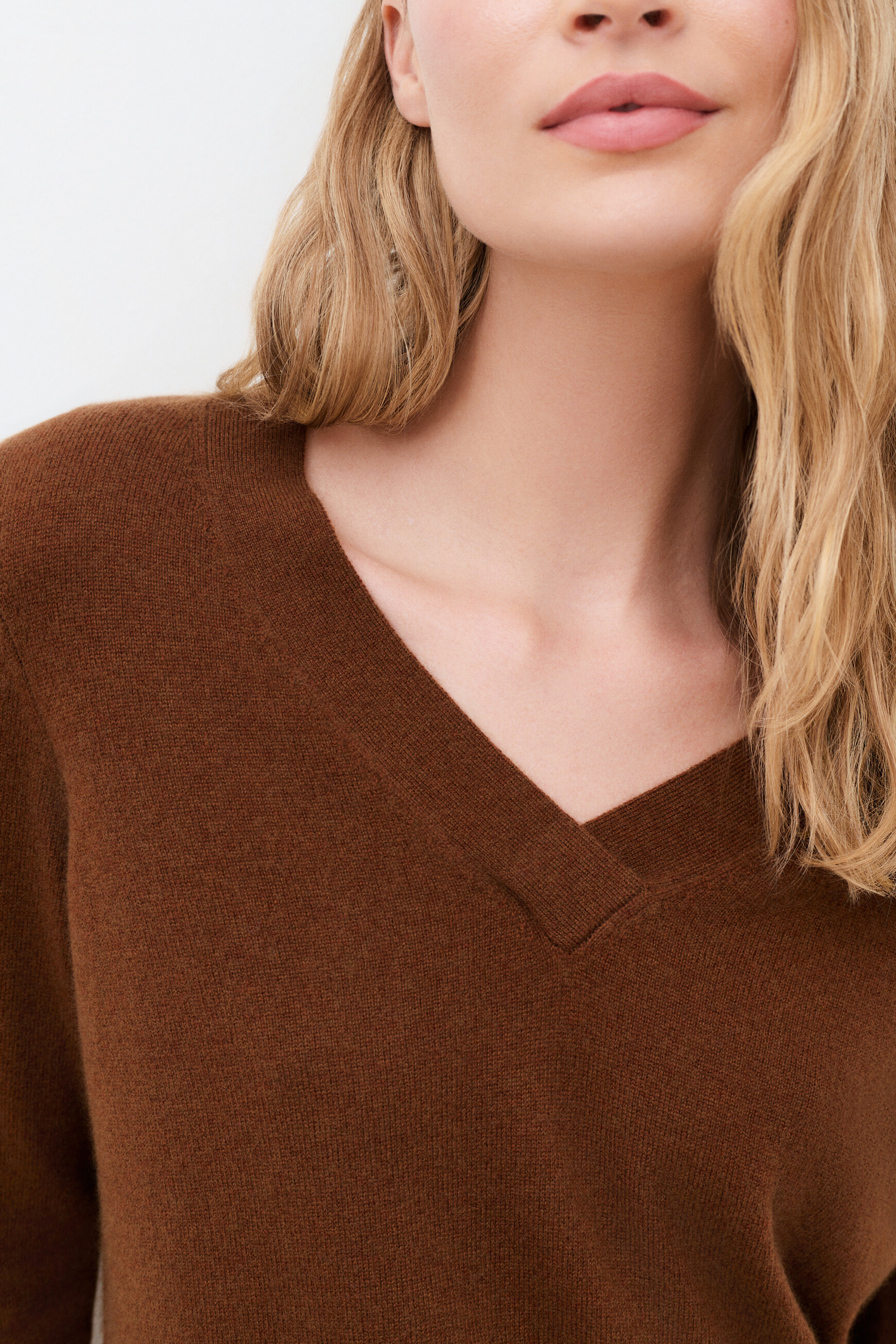 Mfrank sweater 100% cashmere cognac brown woman