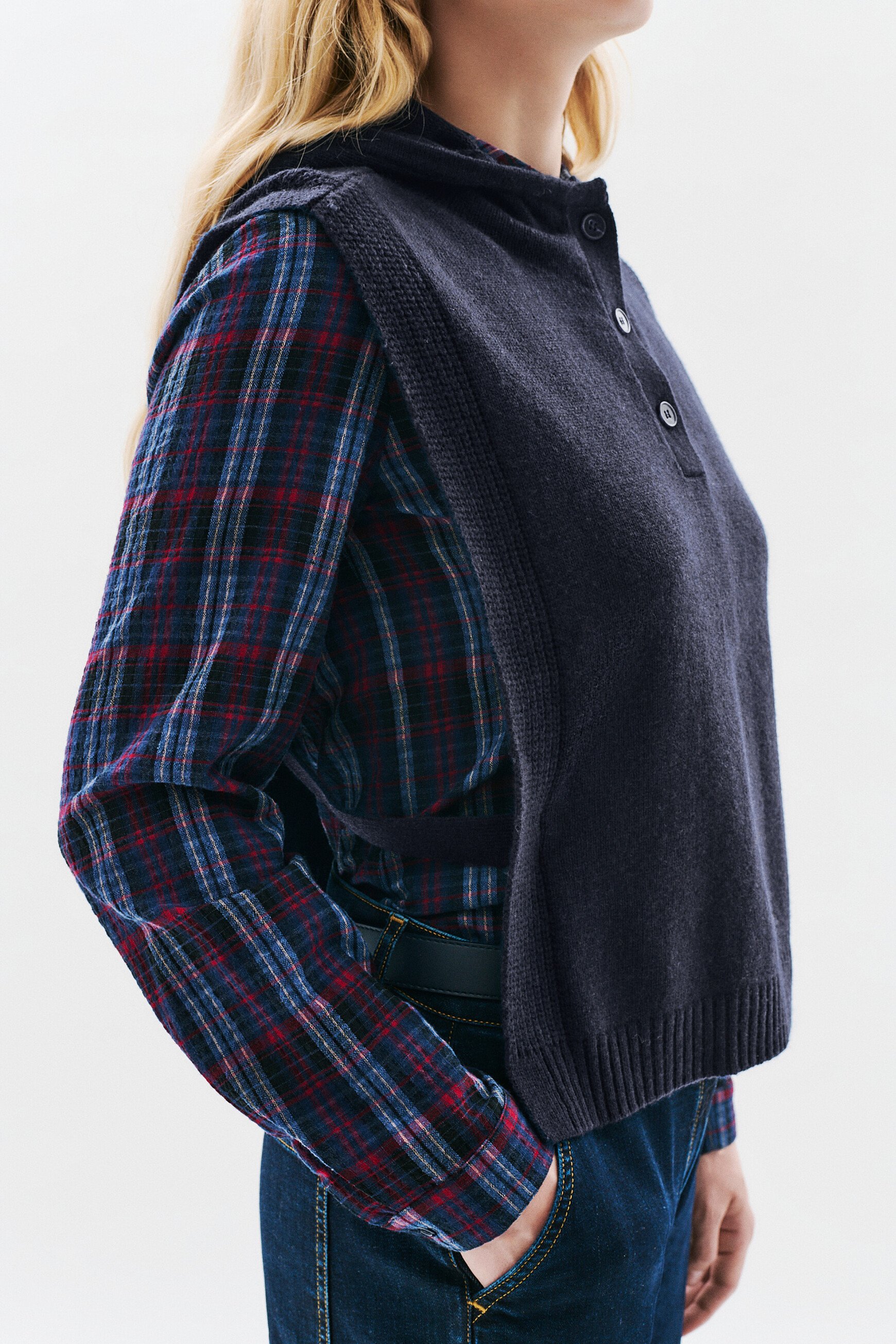 Poncho Yseo bleu marine femme