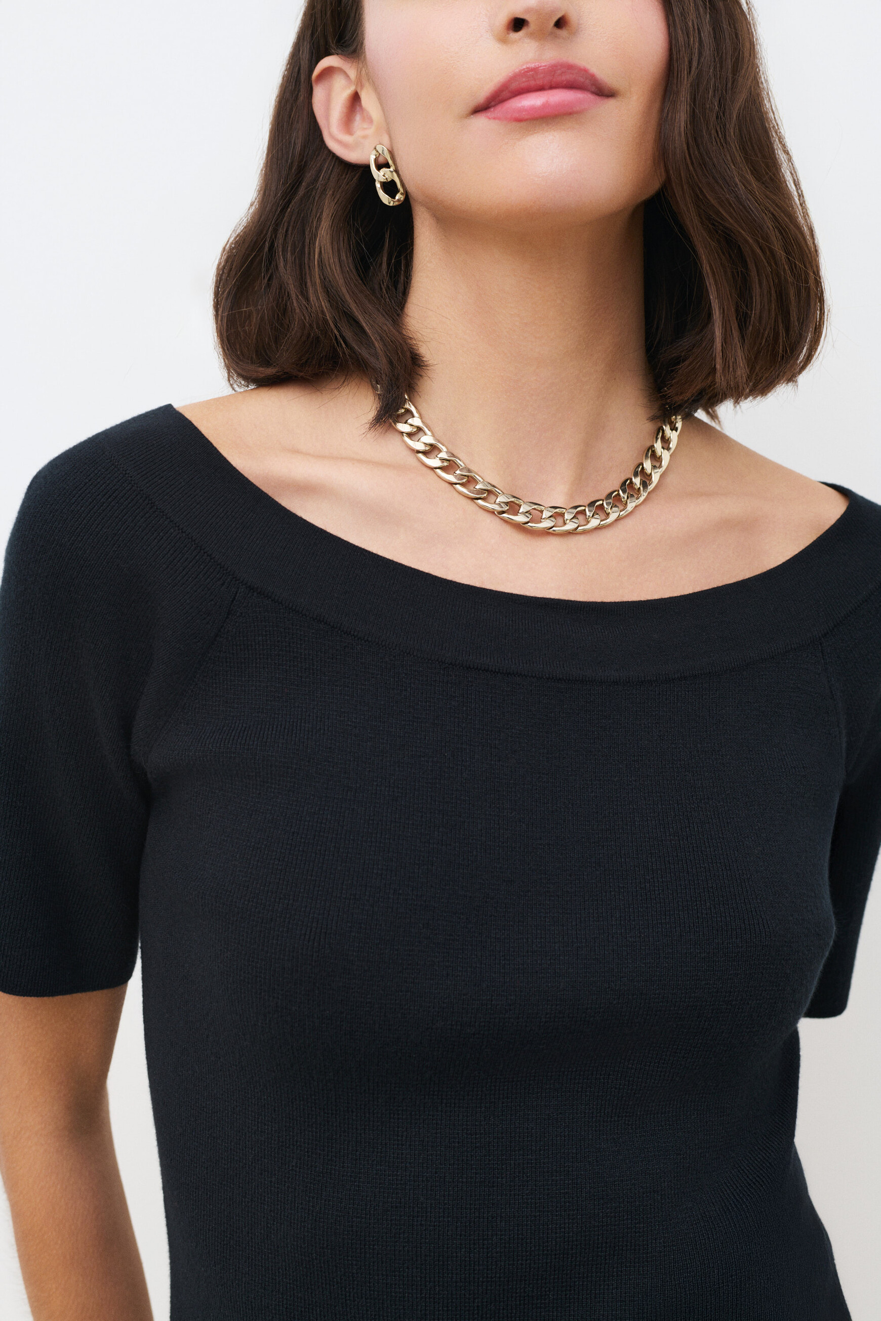 Pull malone fin &agrave; col bateau noir femme
