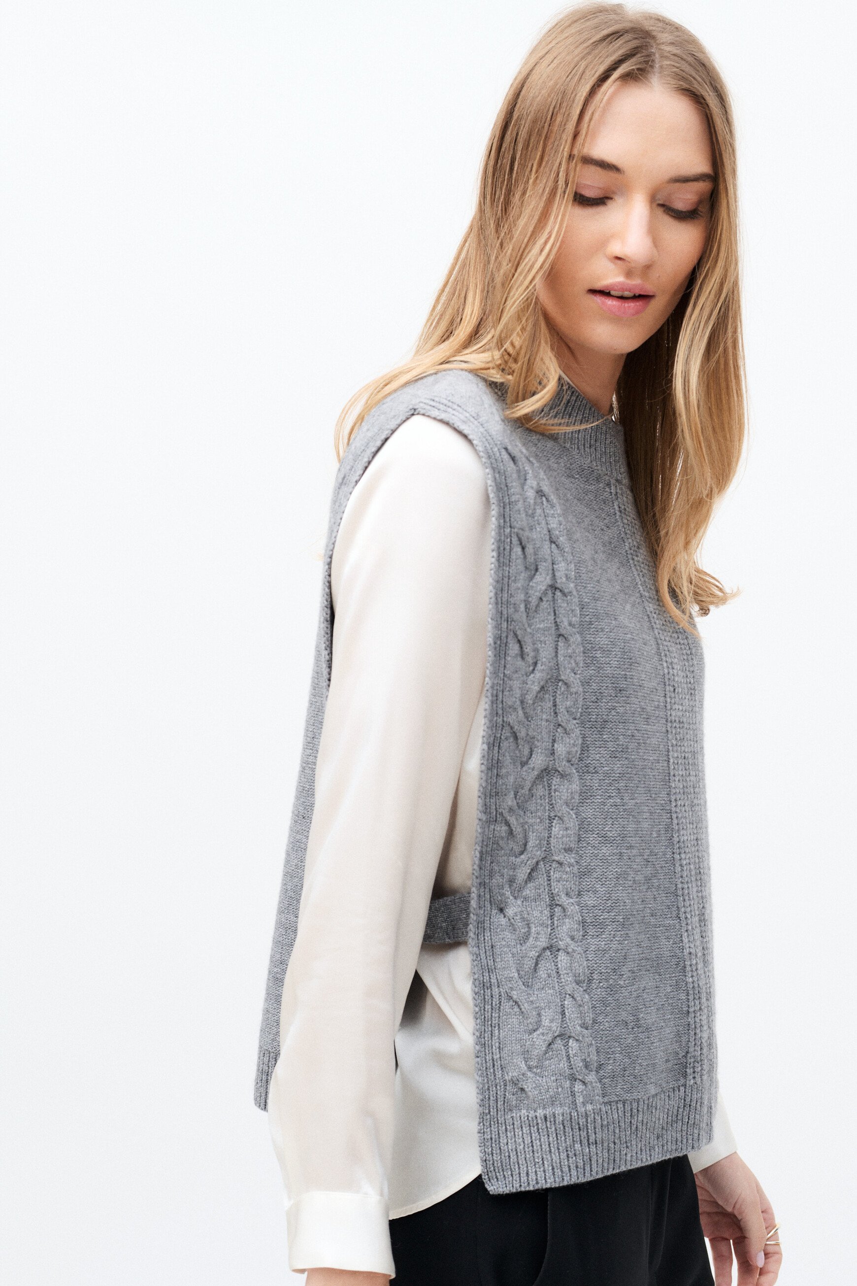 Poncho hiris gris clair femme