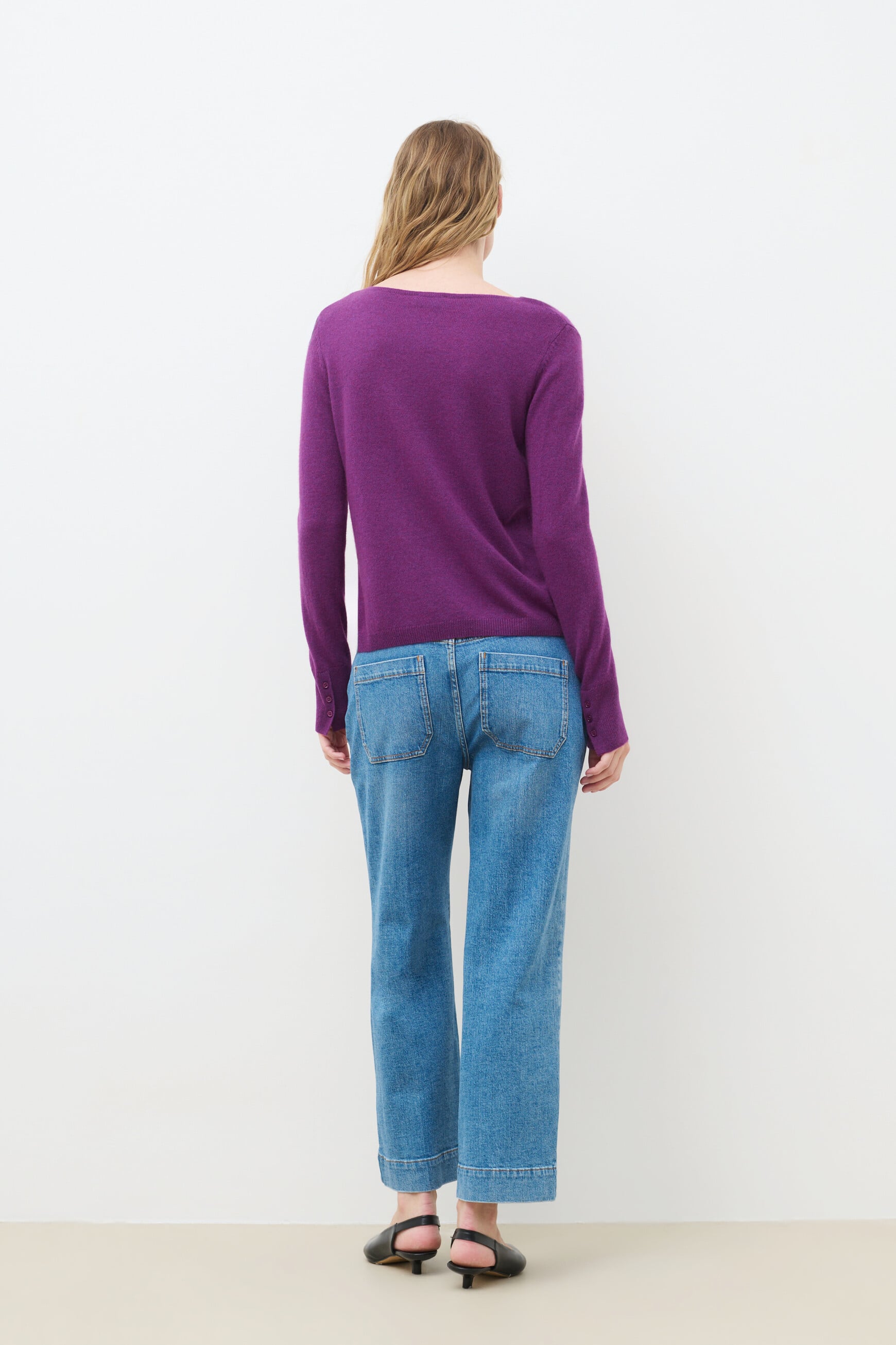 Pull mzoan 100% cachemire violet fonc&eacute; femme