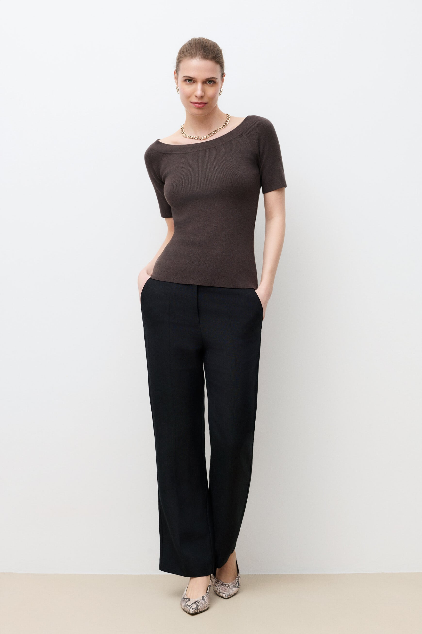 Pull Malone marron fonc&eacute; femme