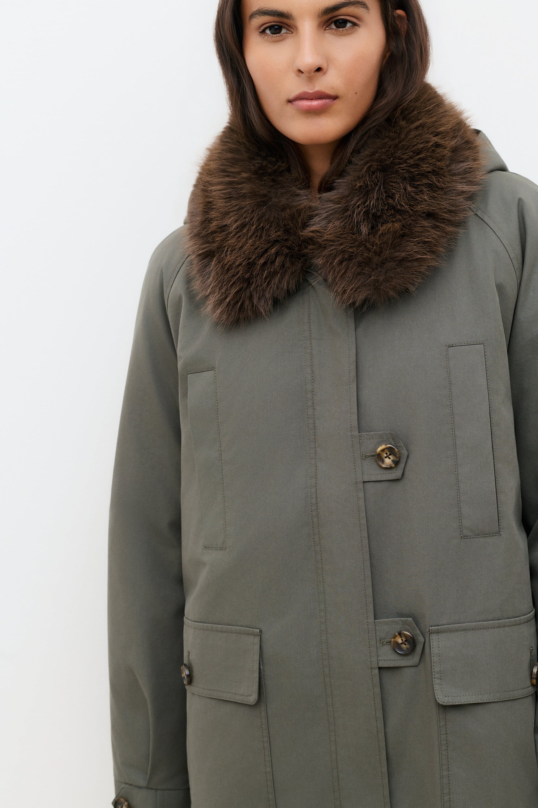 Parka Gnorinalong vert kaki femme