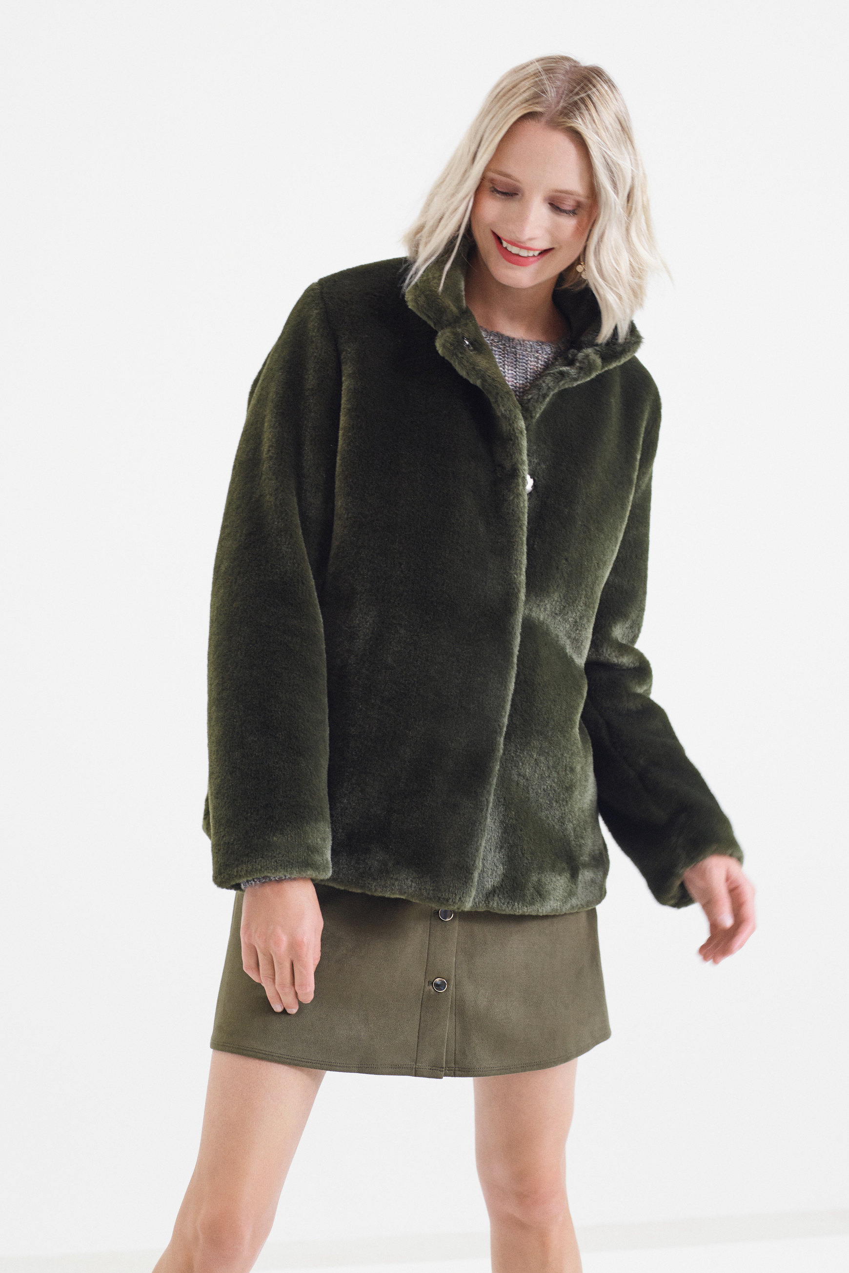 Manteau caroll fausse fourrure deals