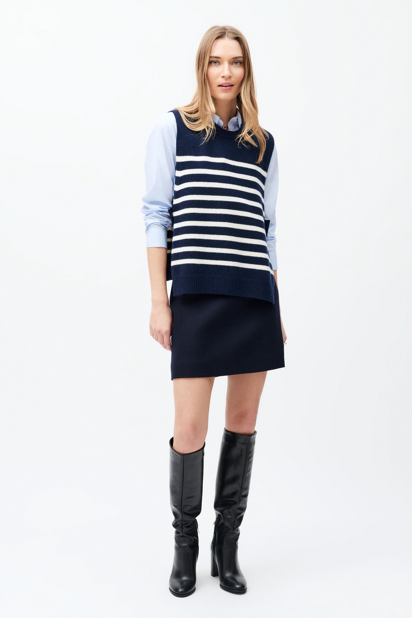 Poncho Hevy bleu marine femme