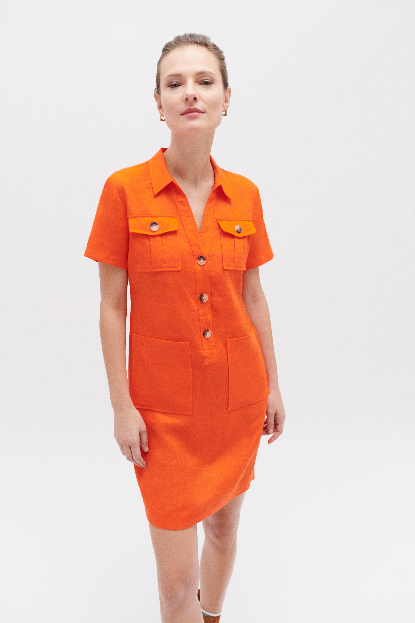 robe laure 100 lin orange femme