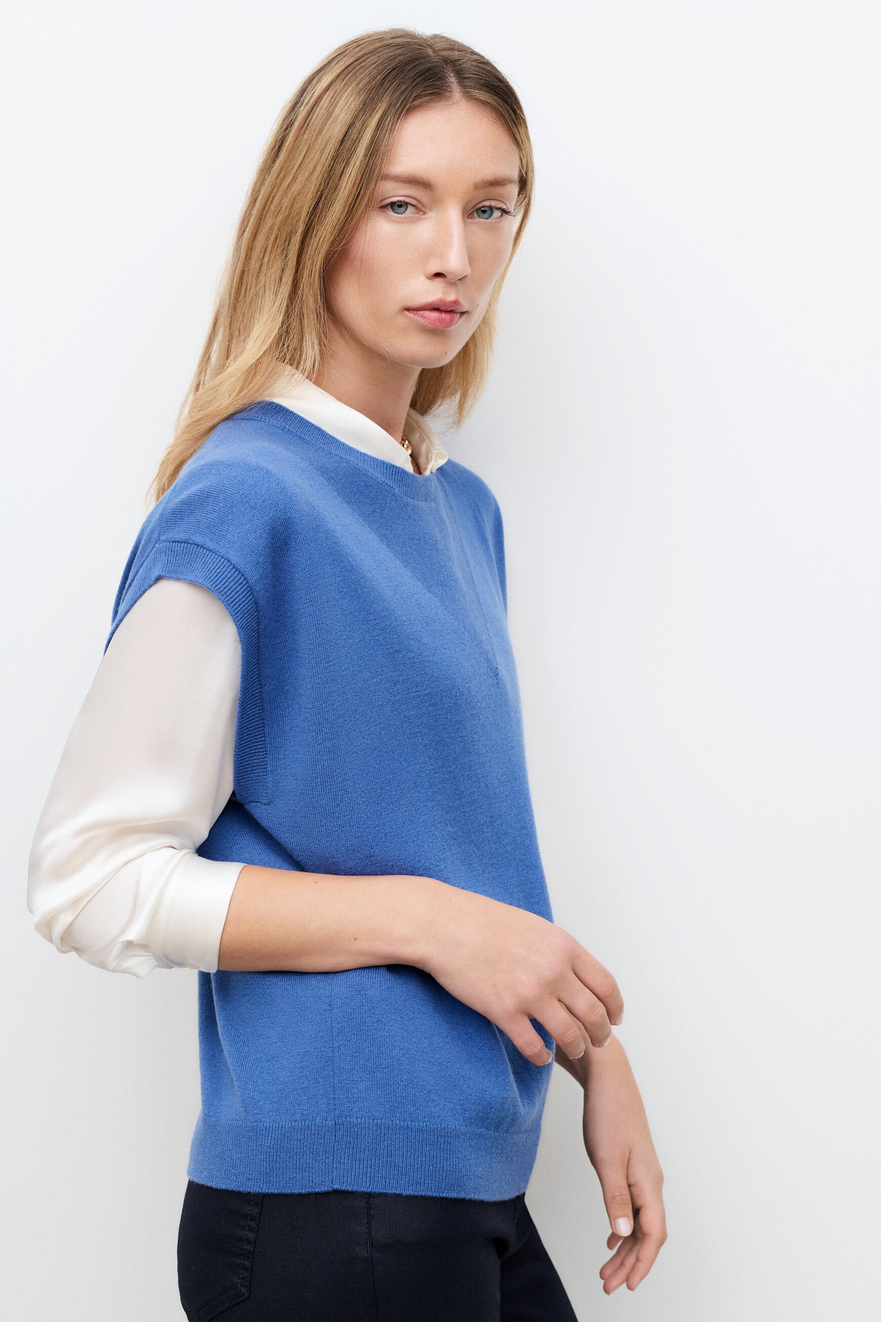 Pull mathilde 100% laine bleu gris femme