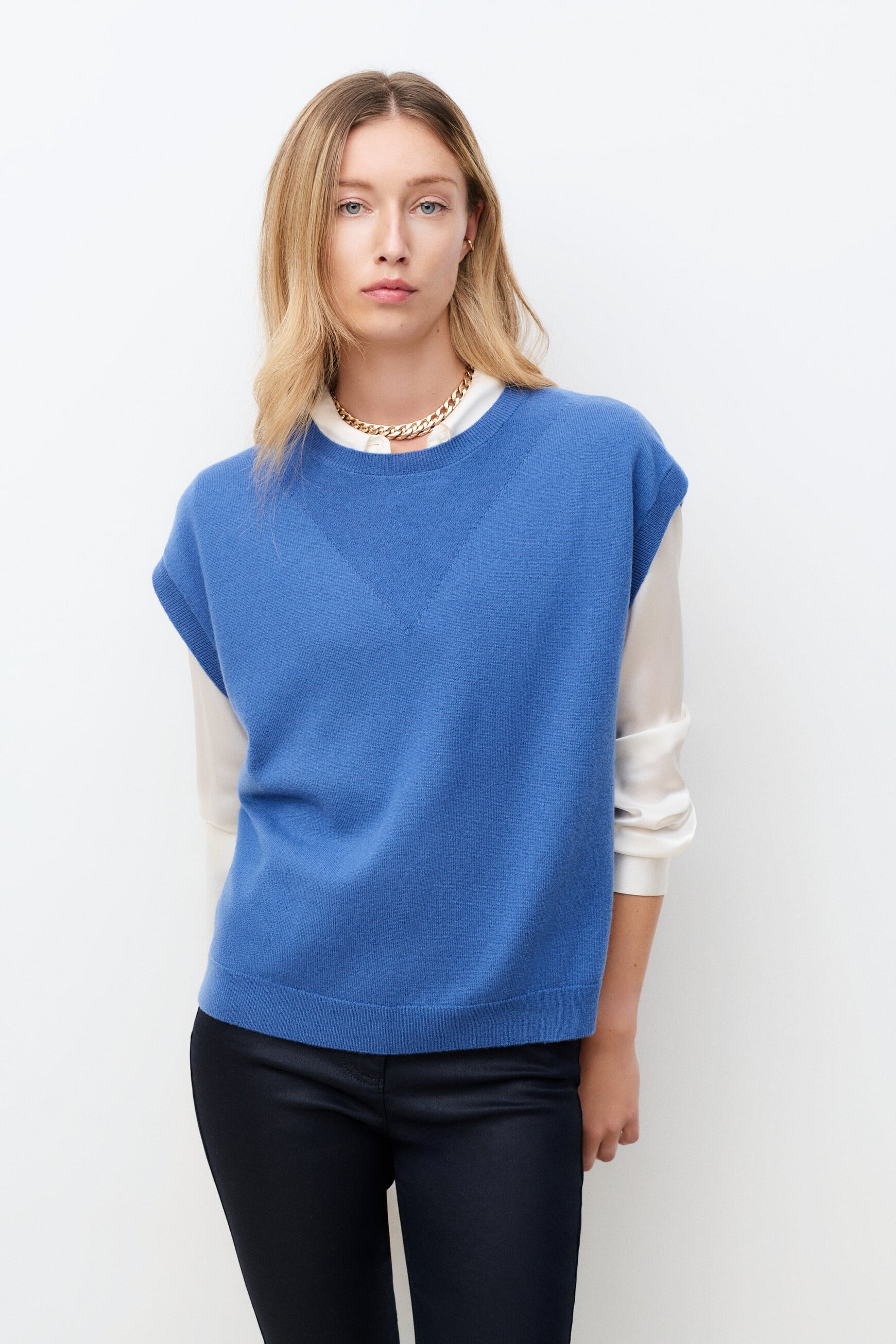 Pull mathilde 100% laine bleu gris femme