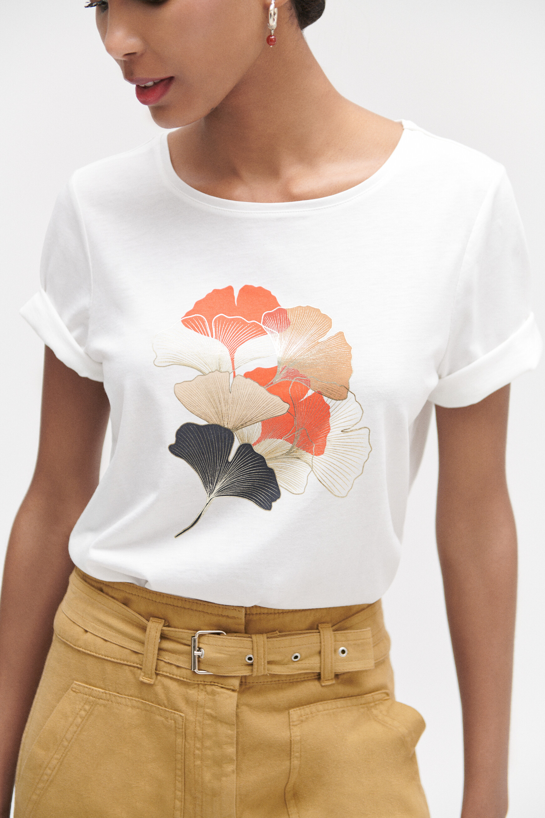 t shirt aja a visuel ecru femme T-shirt Aja à visuel ecru femme
