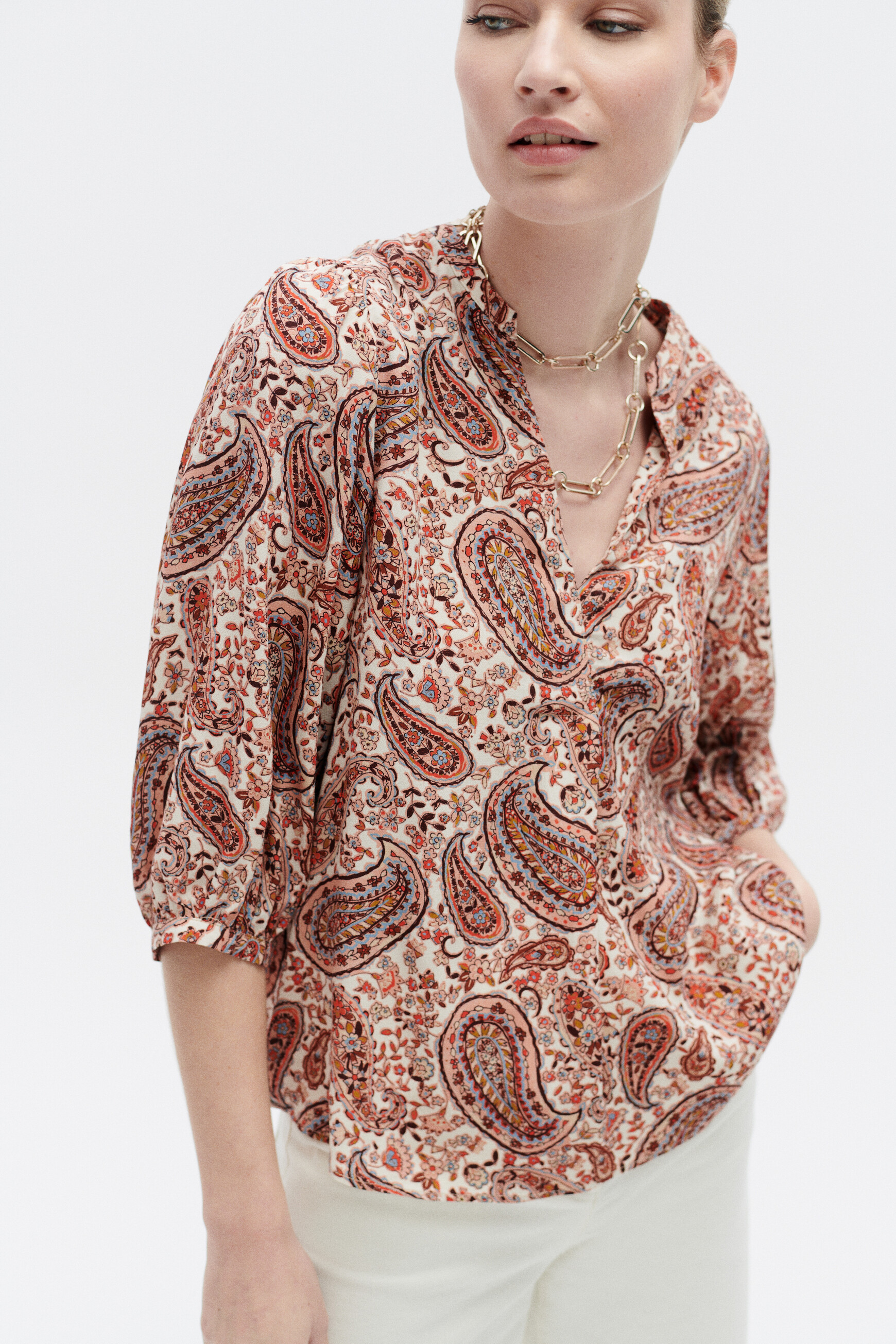 Blouse cassy camel femme