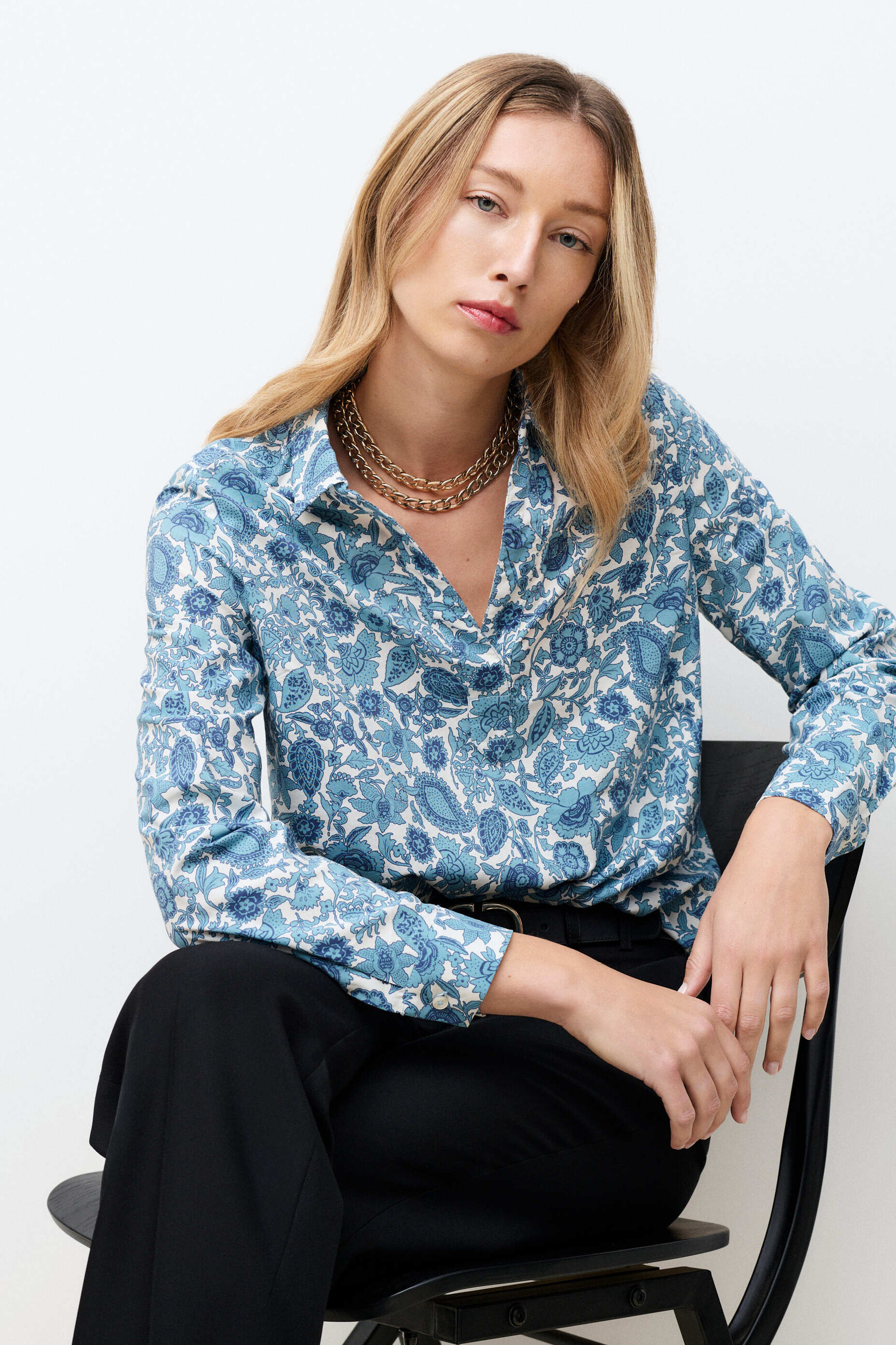 Chemise Clovely bleu gris femme