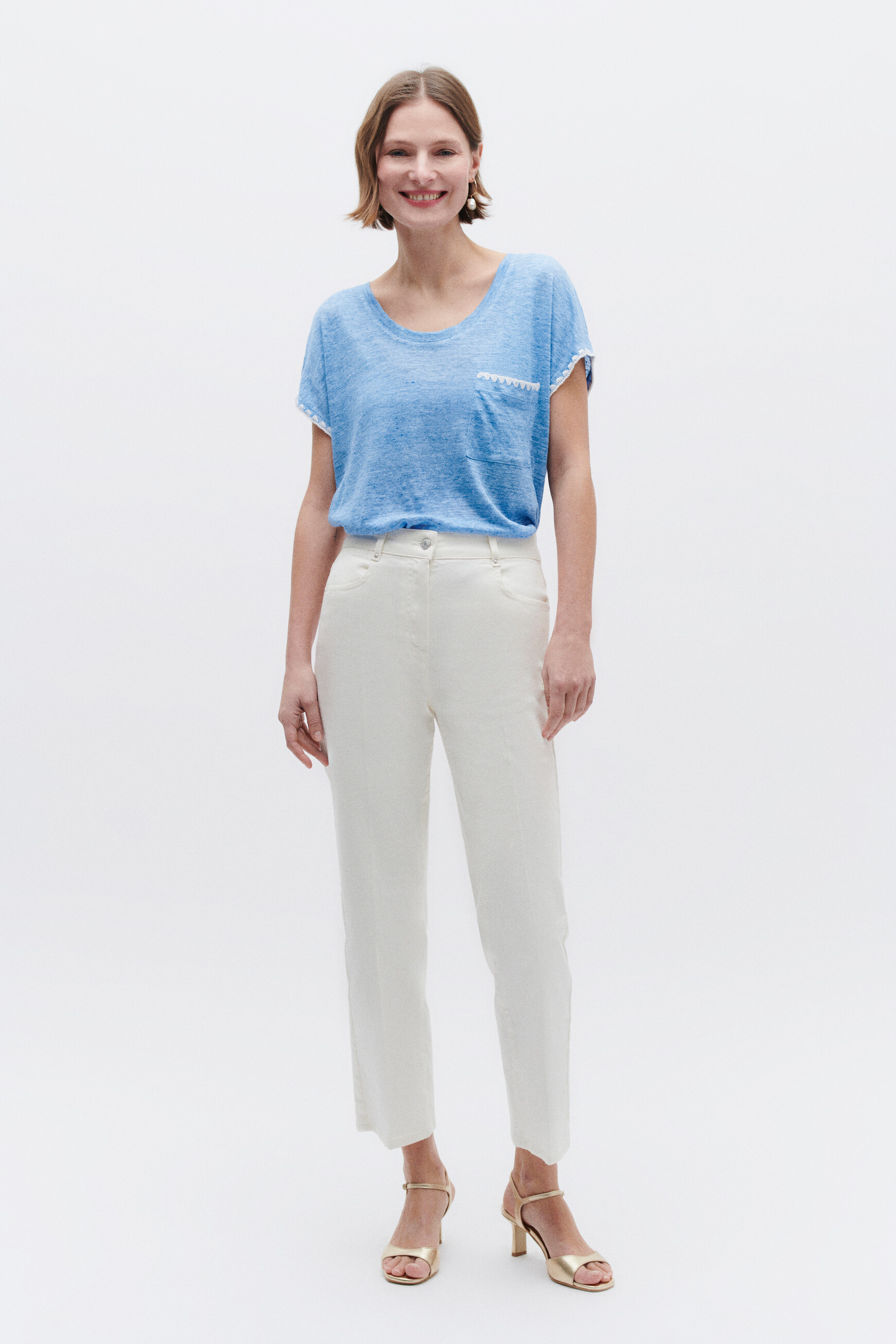 t shirt evita 100 lin bleu femme t-shirt evita 100% lin bleu femme