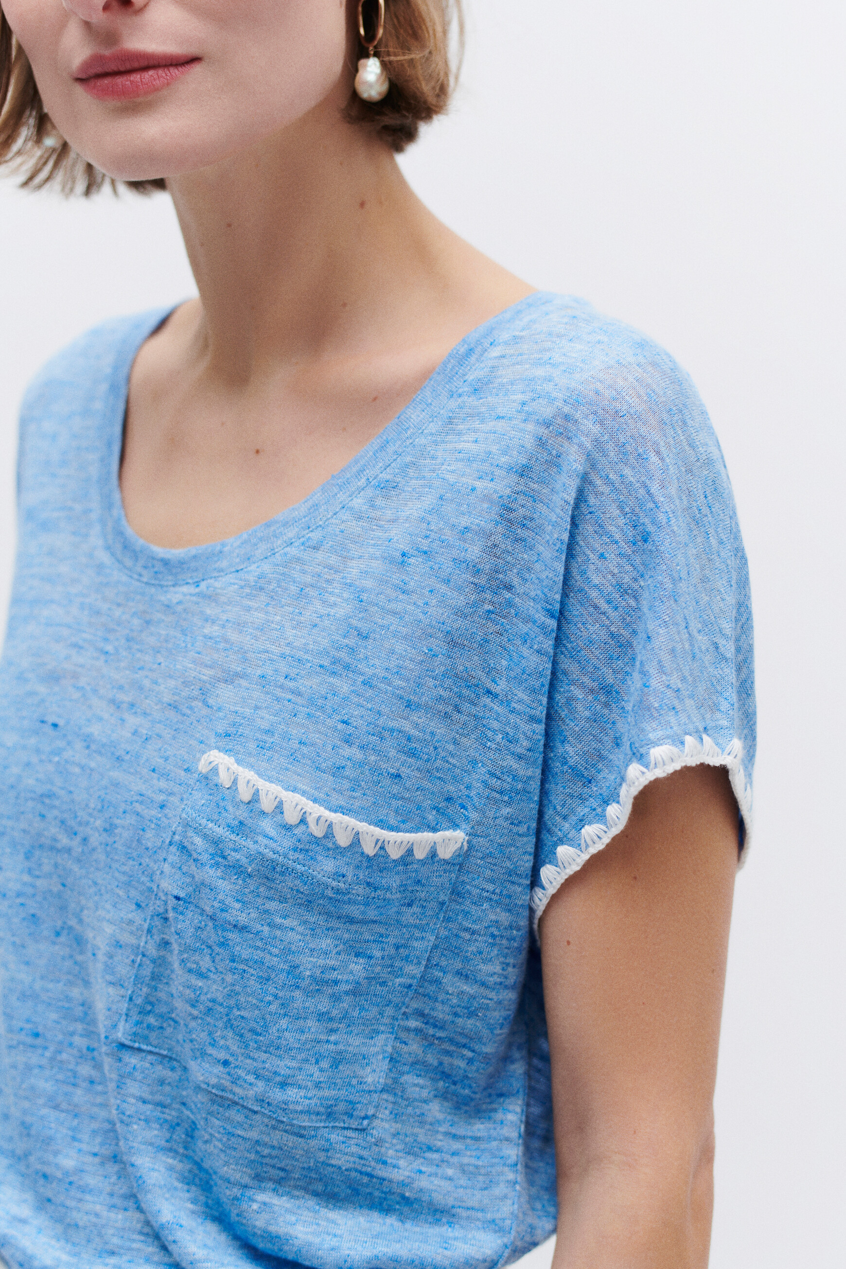 t shirt evita 100 lin bleu femme t-shirt evita 100% lin bleu femme