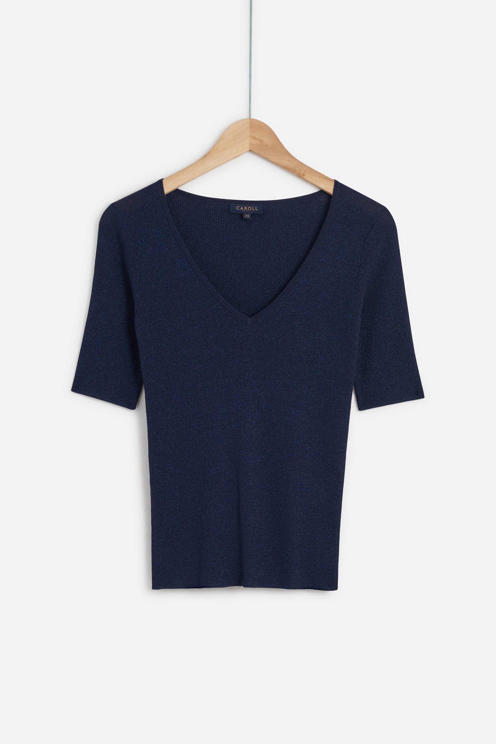 pull kate en maille cotelee et lurex bleu marine femme Pull kate en maille côtelée et lurex bleu marine femme