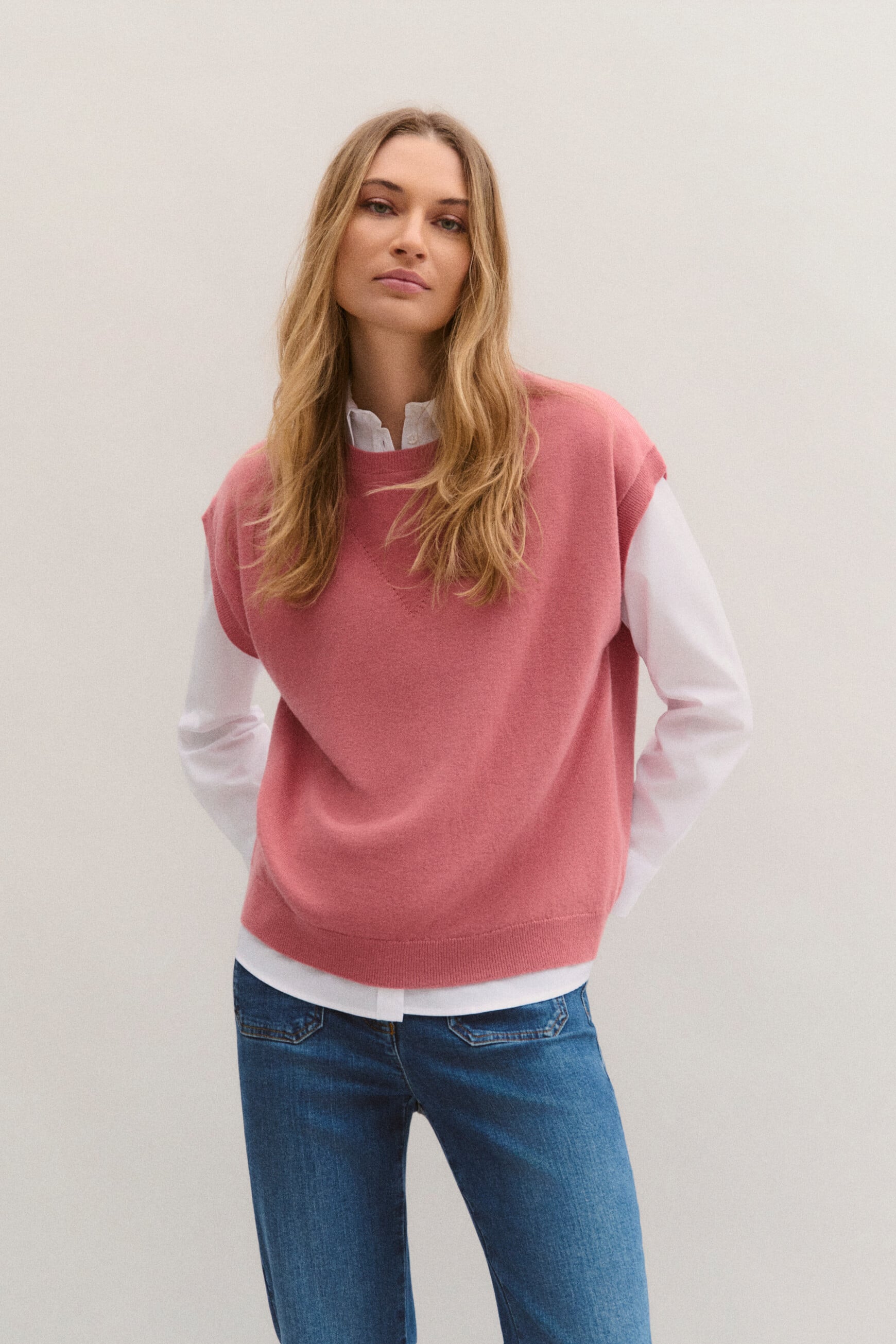 Pull mathilde 100% laine vieux rose femme