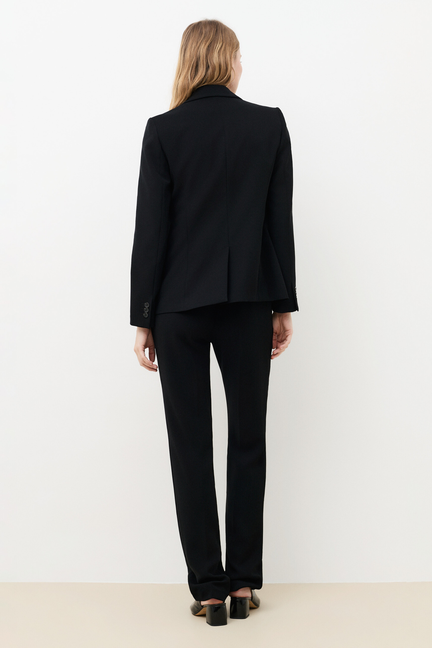 Veste De Costume Blazer Femme Bureau Élégant Slim Noir Bouton 04482
