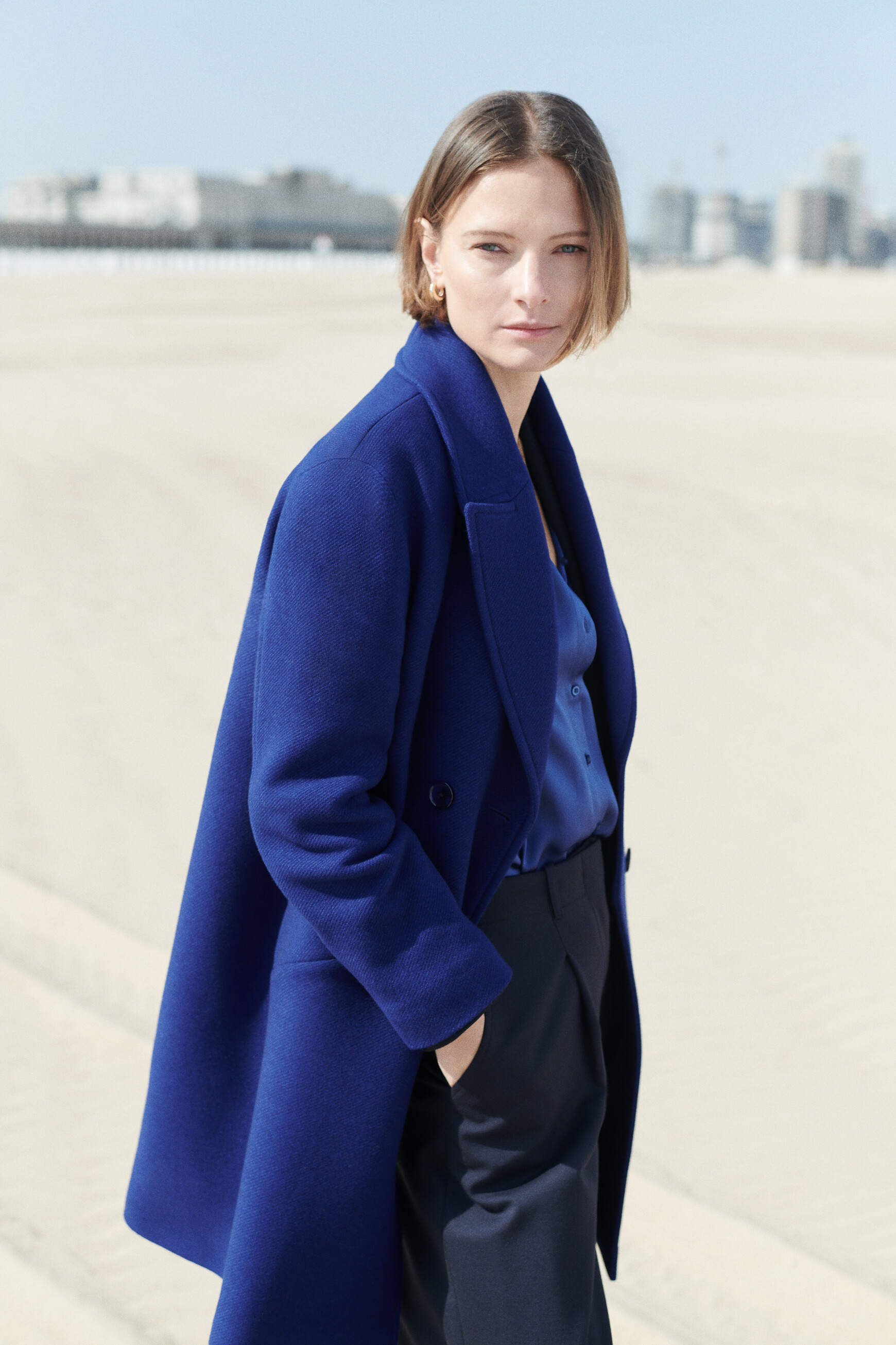 Electric blue coat womens store