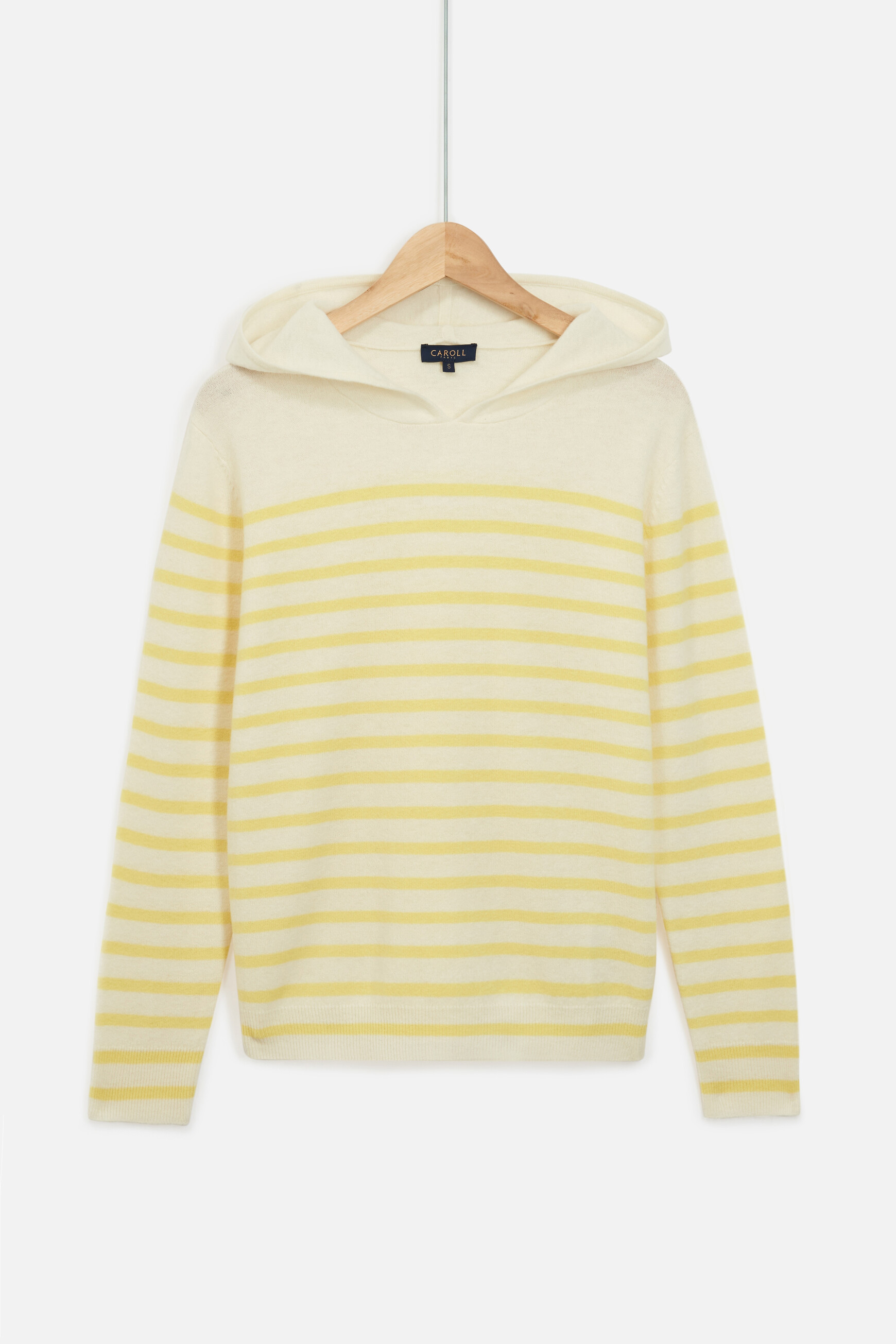 pull capuche leana jaune or femme
