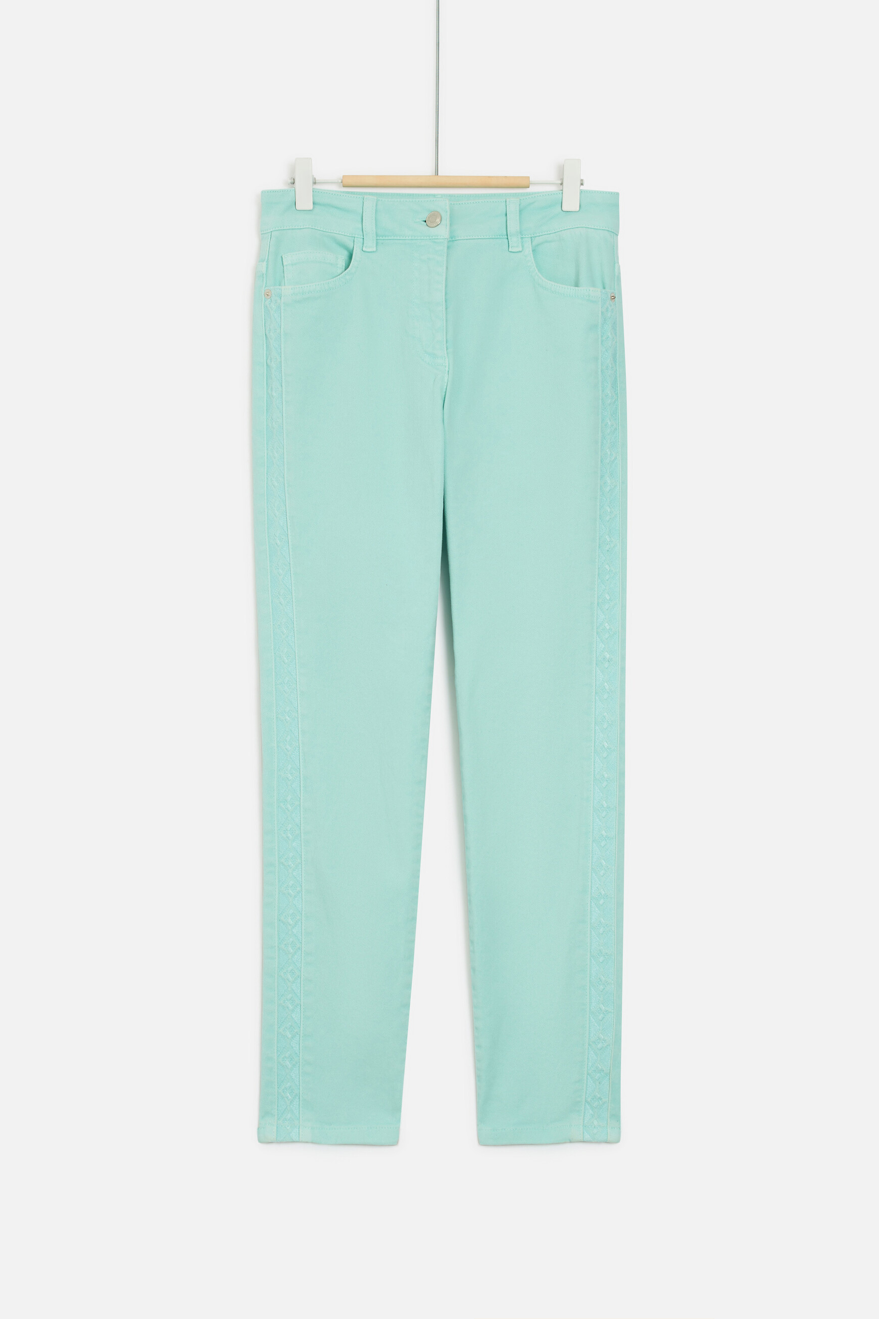 jean dalston colore a details brodes vert menthe femme Jean dalston coloré à détails brodés vert menthe femme