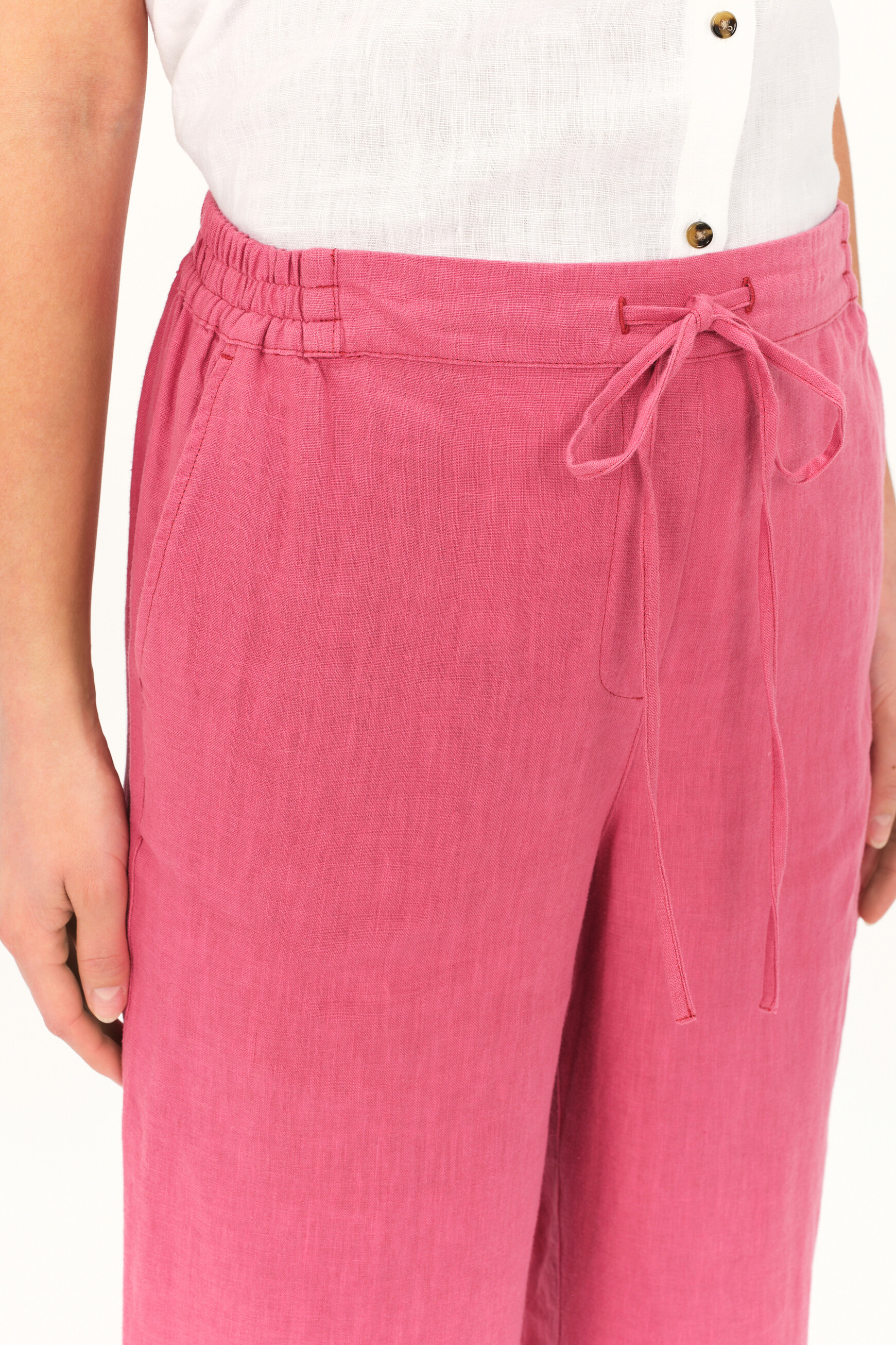 pantalon pigment 100 lin rouge fonce femme Pantalon pigment 100% lin rouge foncé femme