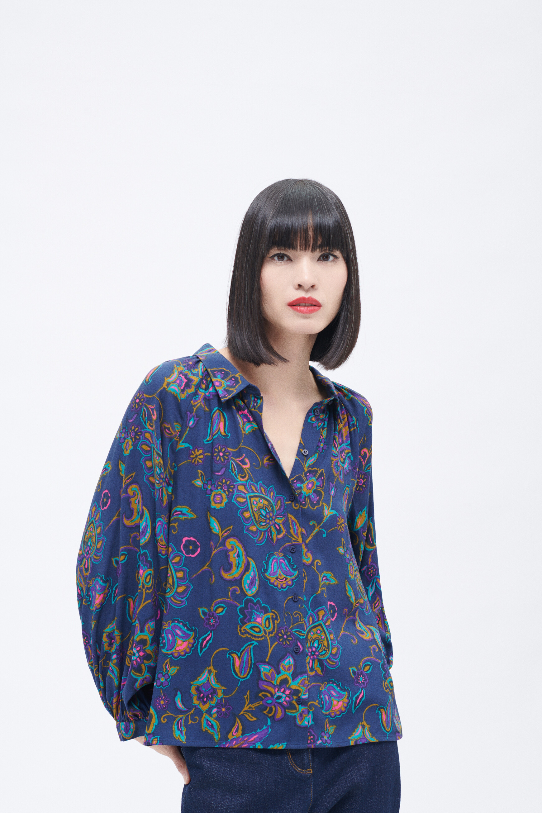Chemise cibeau bleu marine femme