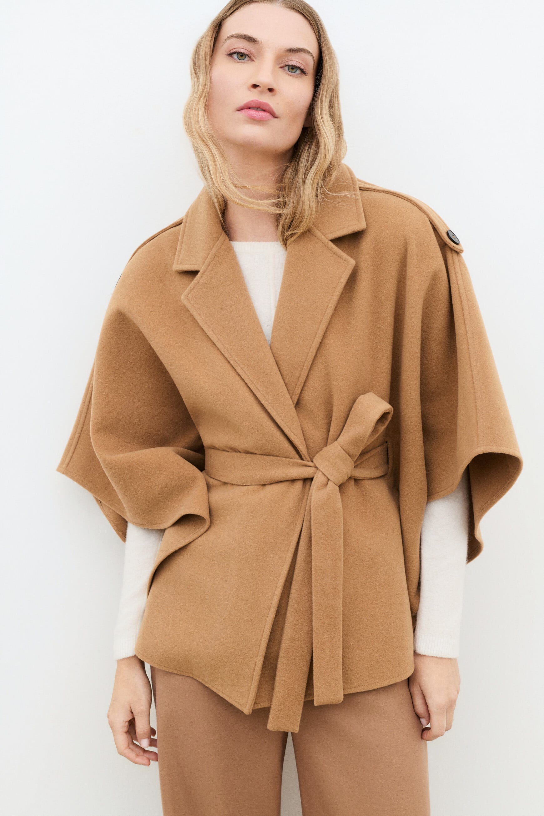 Poncho Hatreny cammello donna