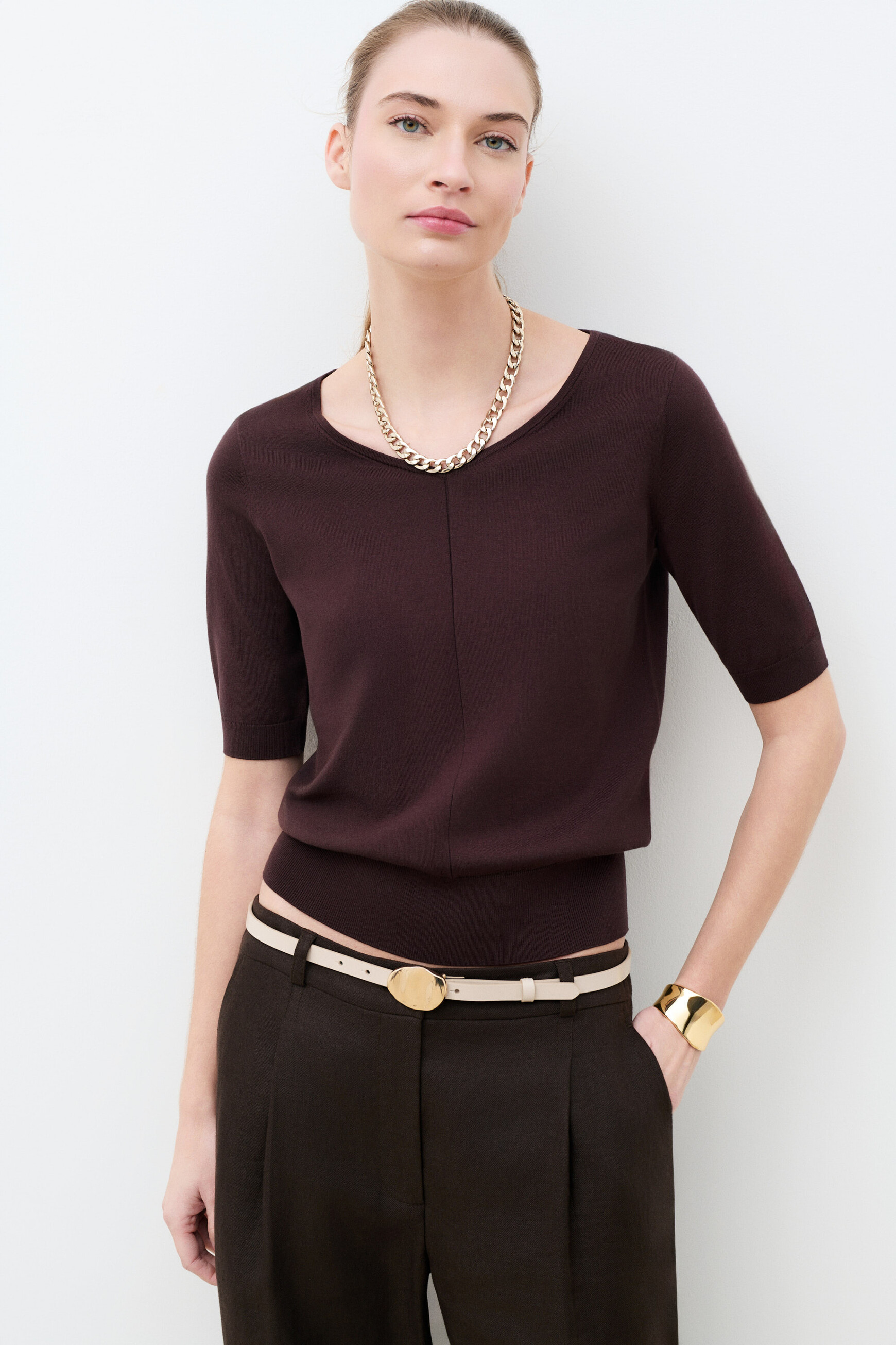 Jersey Mrico marr&oacute;n oscuro mujer