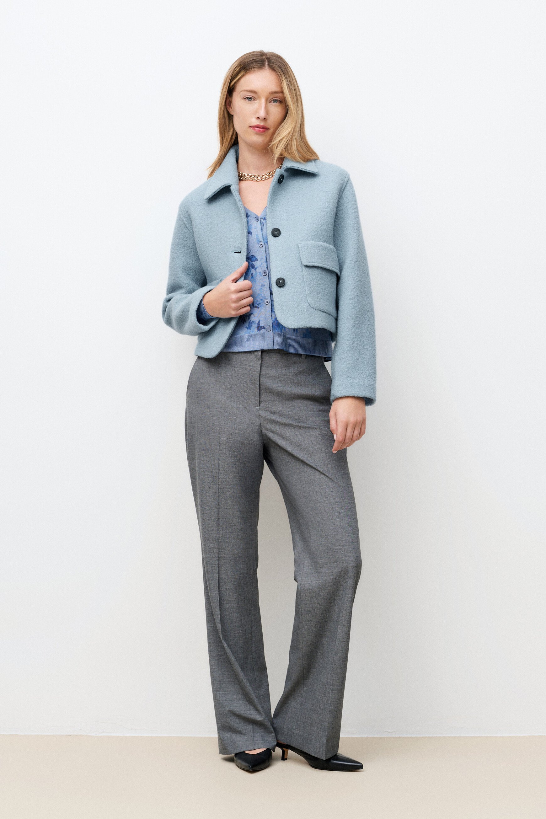 Veste Vibrante2 100% laine bleu gris femme