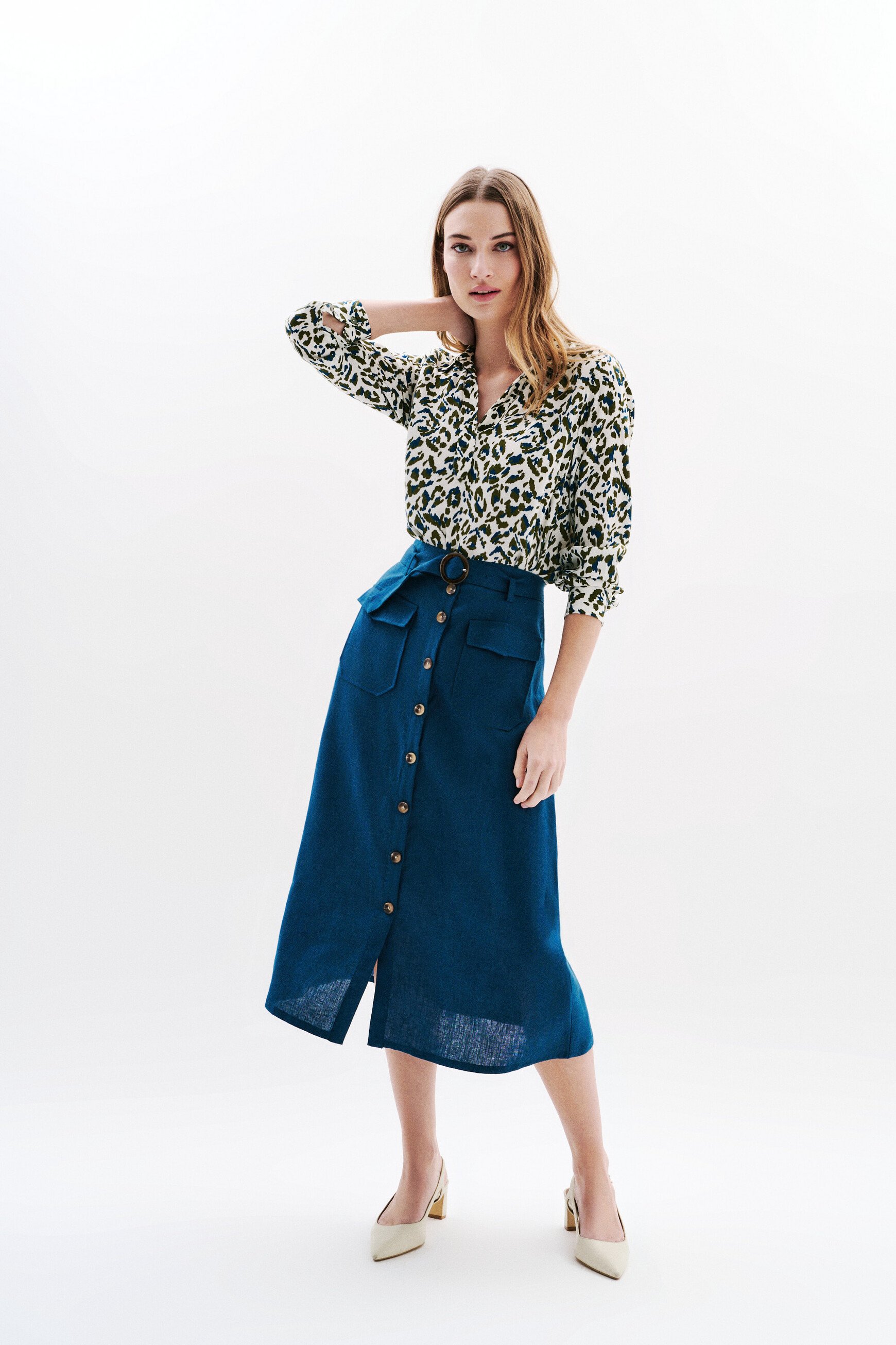 jupe agnes 100 lin bleu femme jupe agnes 100% lin bleu femme