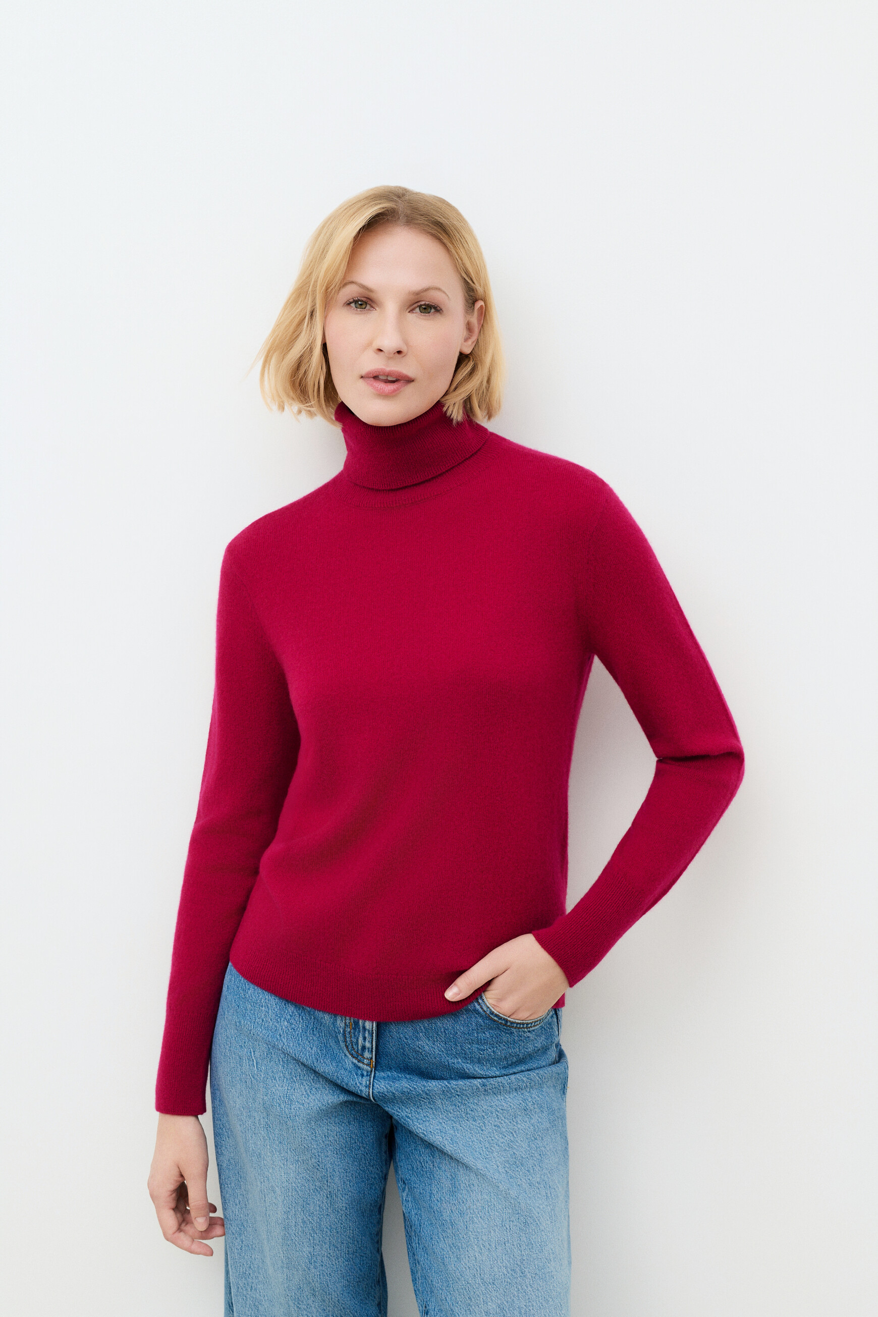 Maglione dylan b 100% cashmere rosa lampone donna
