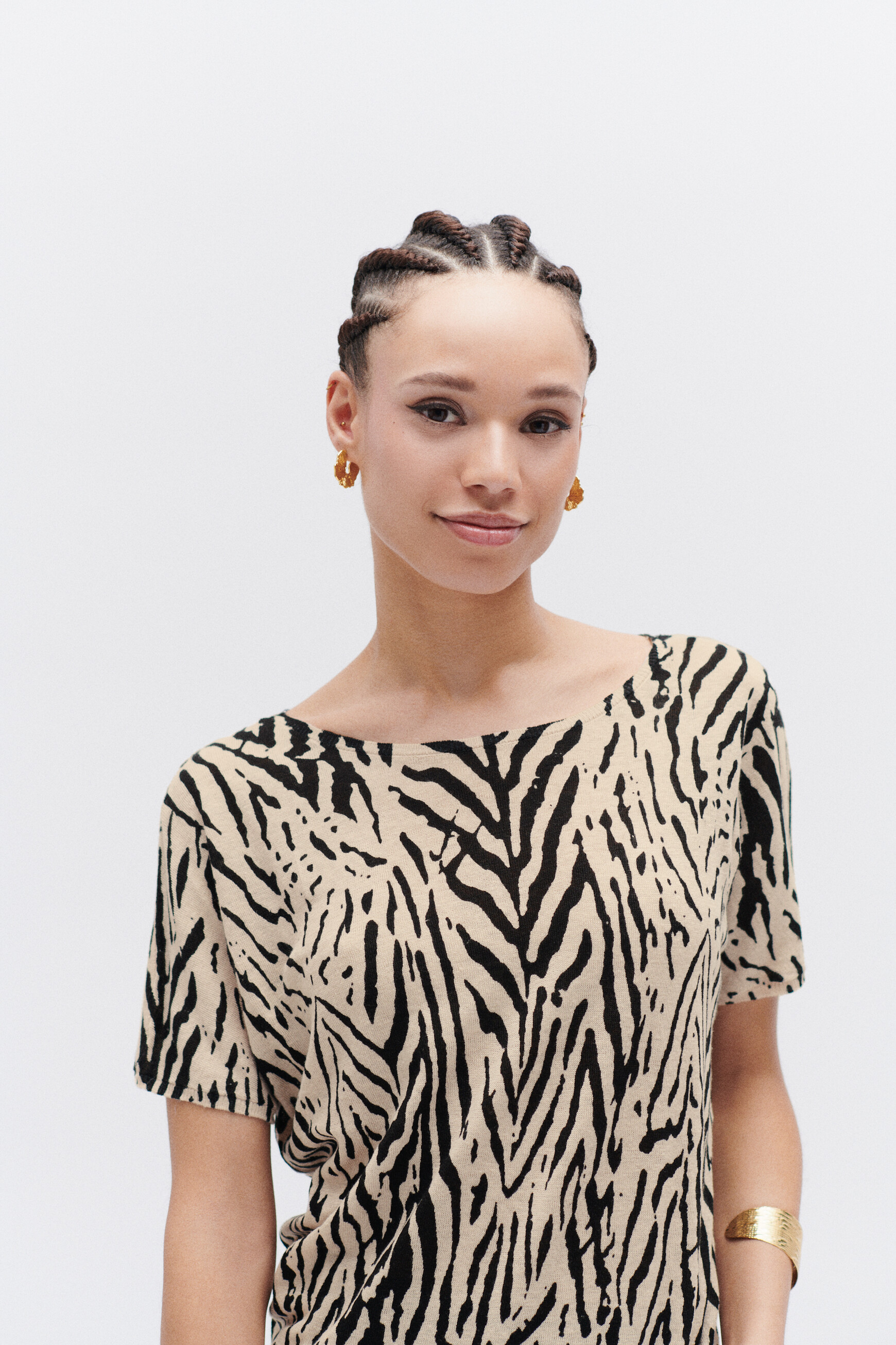 Pullover Marty Print 100&nbsp;% Leinen schwarz damen